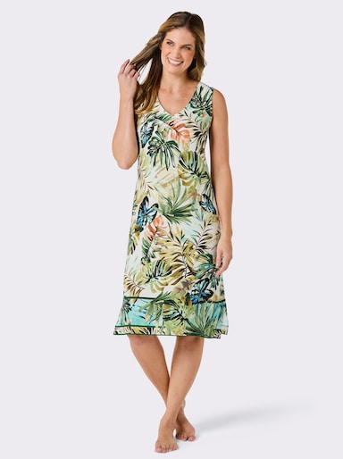 Comodo Sommerkleid - champagner-petrol-bedruckt