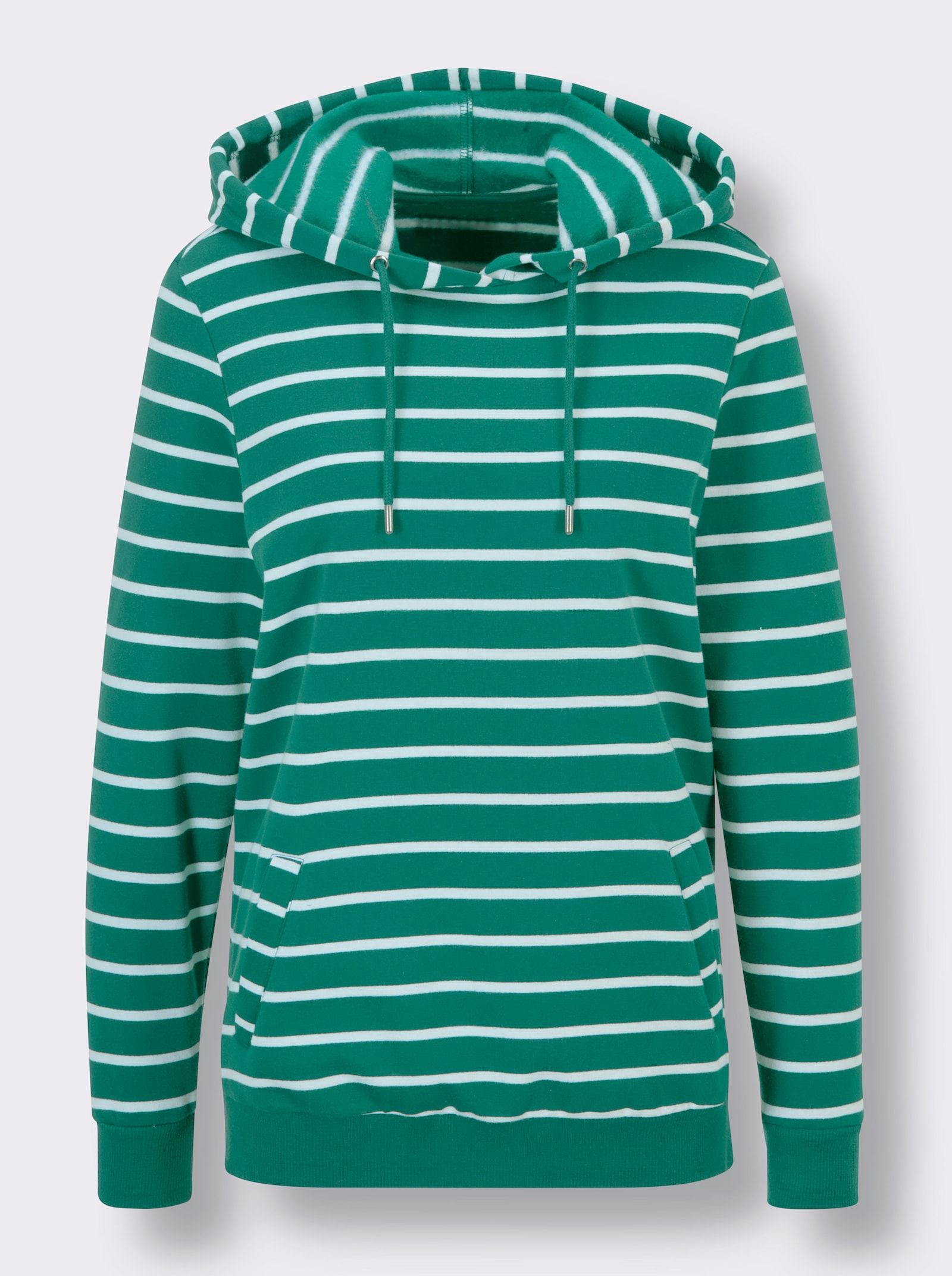 Catamaran Sports Sweatshirt , innen wärmend angeraut - smaragd-weiß-gestreift