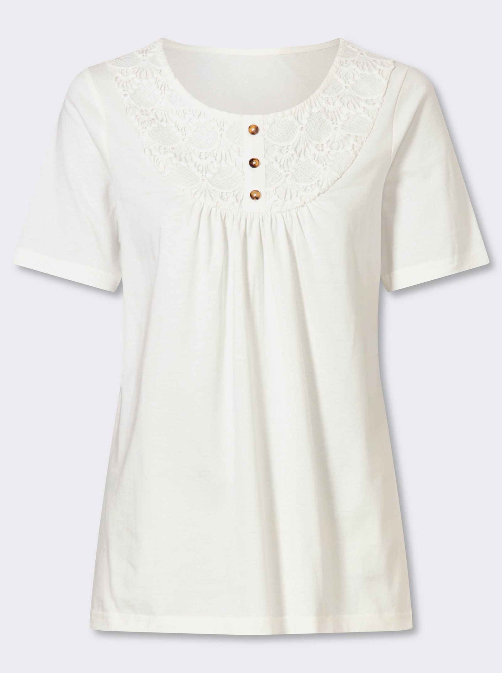 Kurzarmshirt in A-Form - ecru