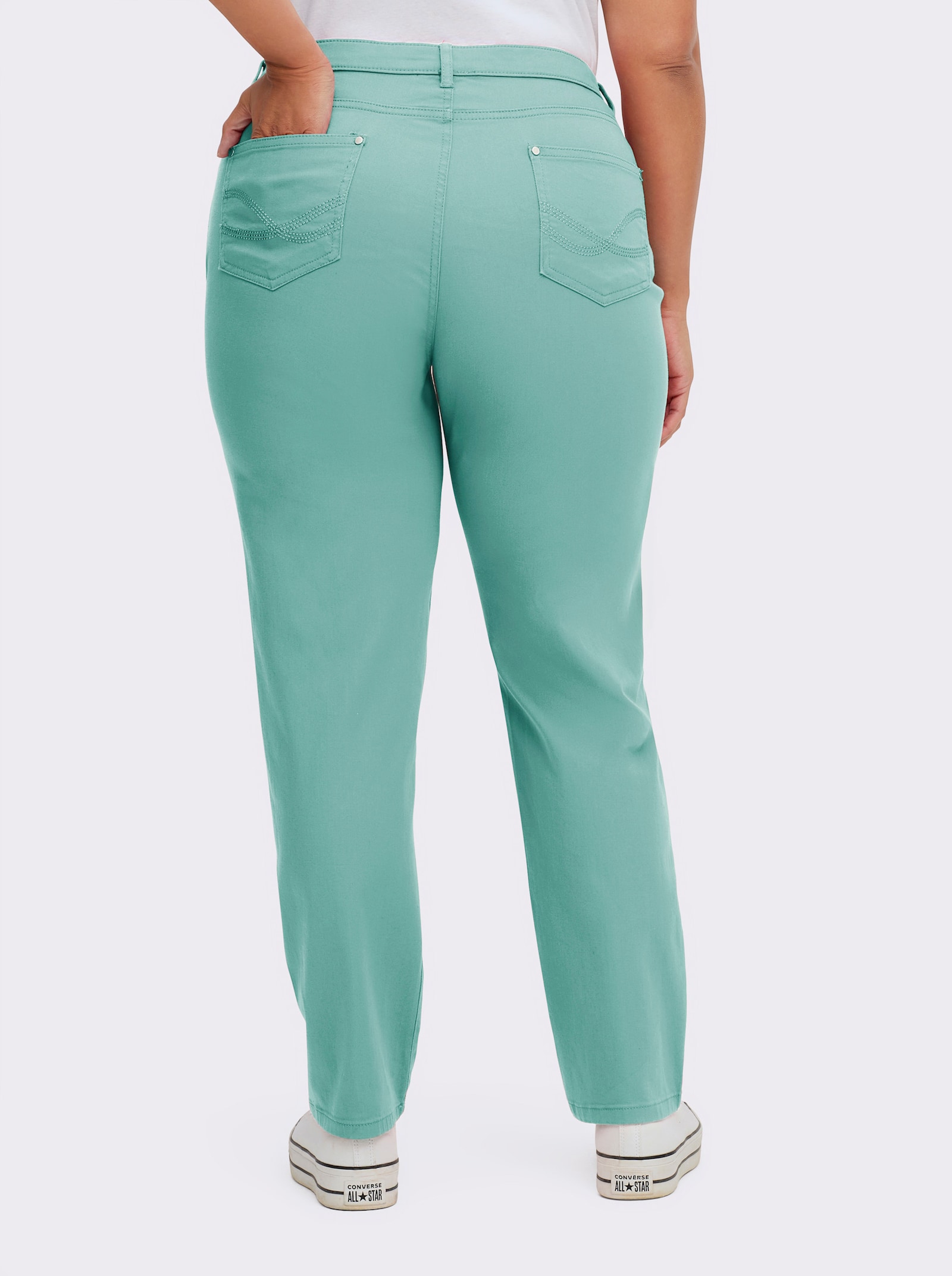 5-Pocket-Jeans mit bestickten Gesäßtaschen - aqua