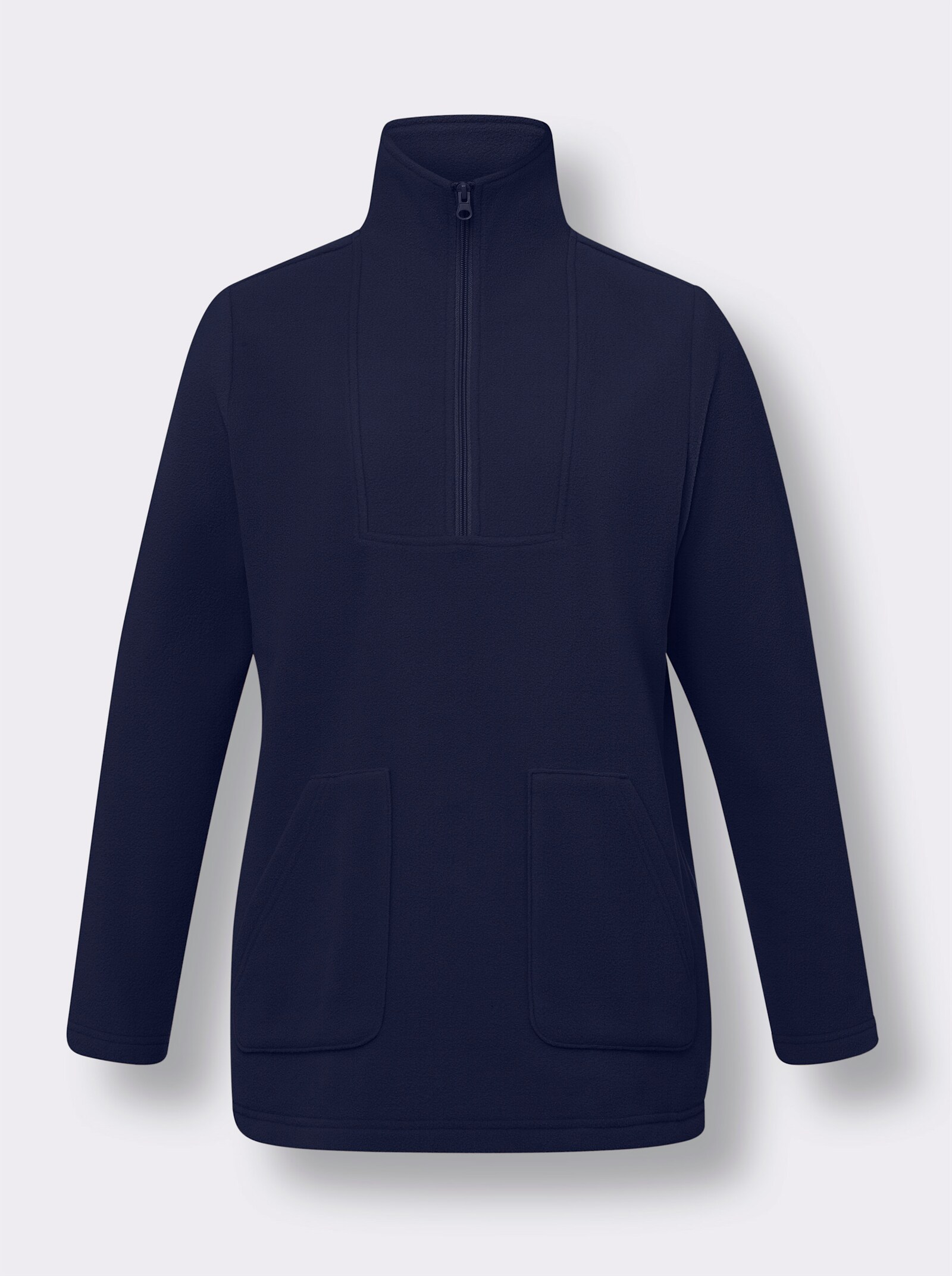 Fleeceshirt met schipperskraag - marine