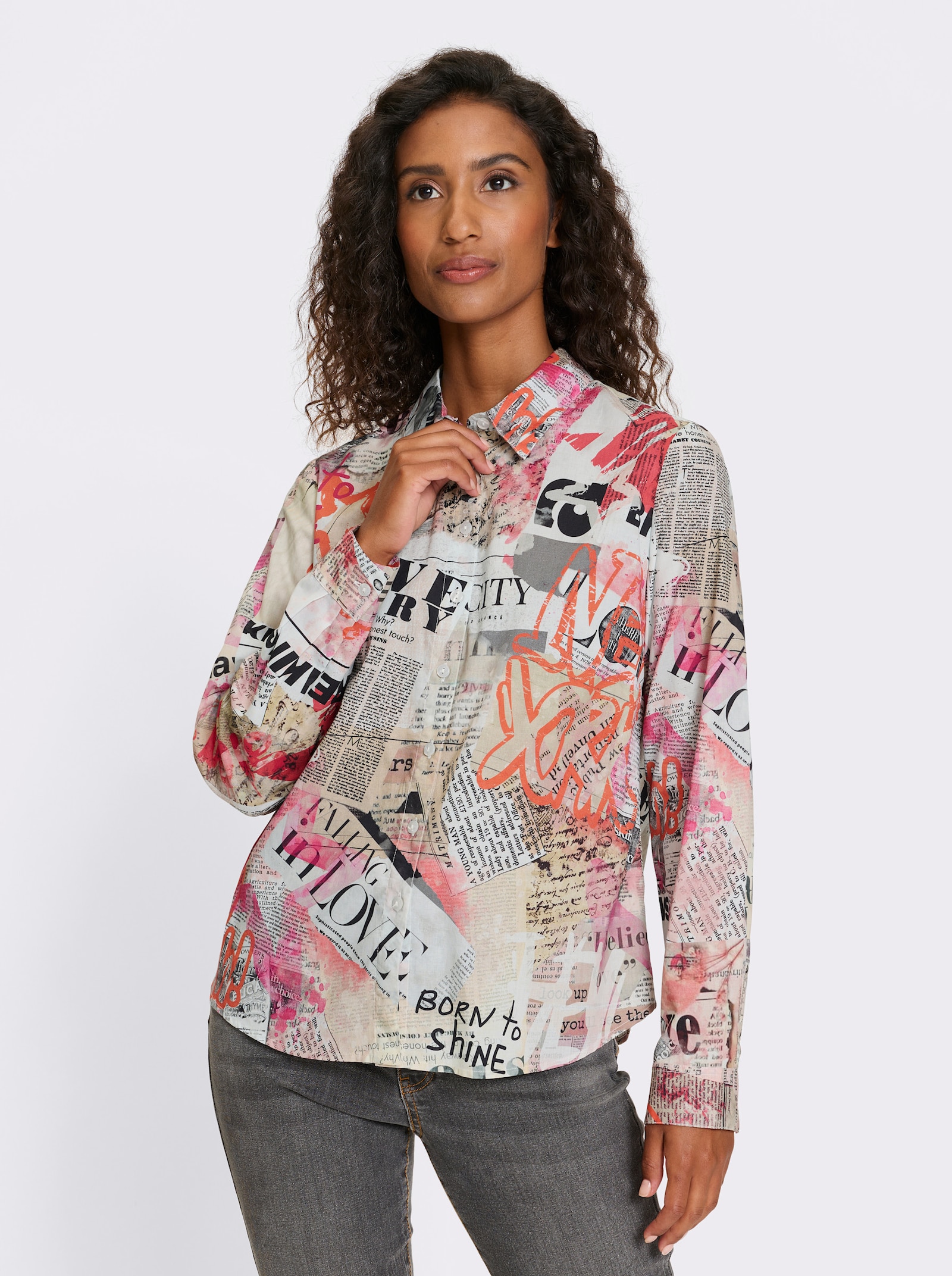 heine Druckbluse im Mustermix - ecru-bedruckt