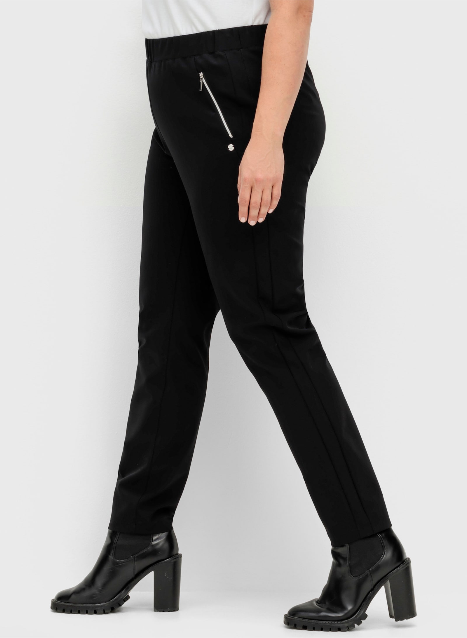 sheego Schlupfhose schmale Form, in Scuba-Qualität - schwarz