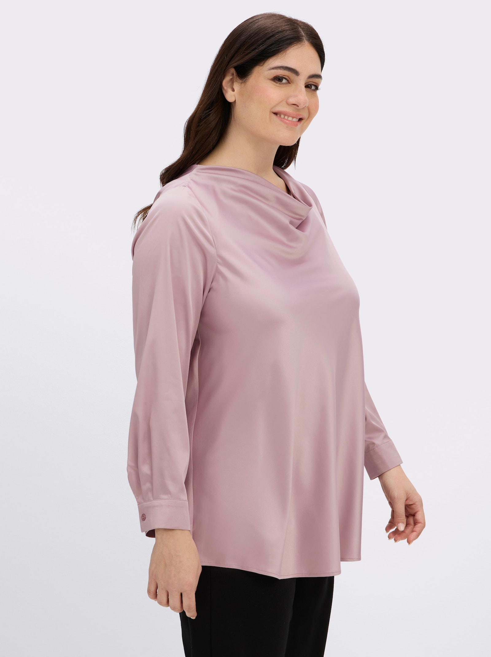 sheego Tunika mit Wasserfall-Ausschnitt - mauve