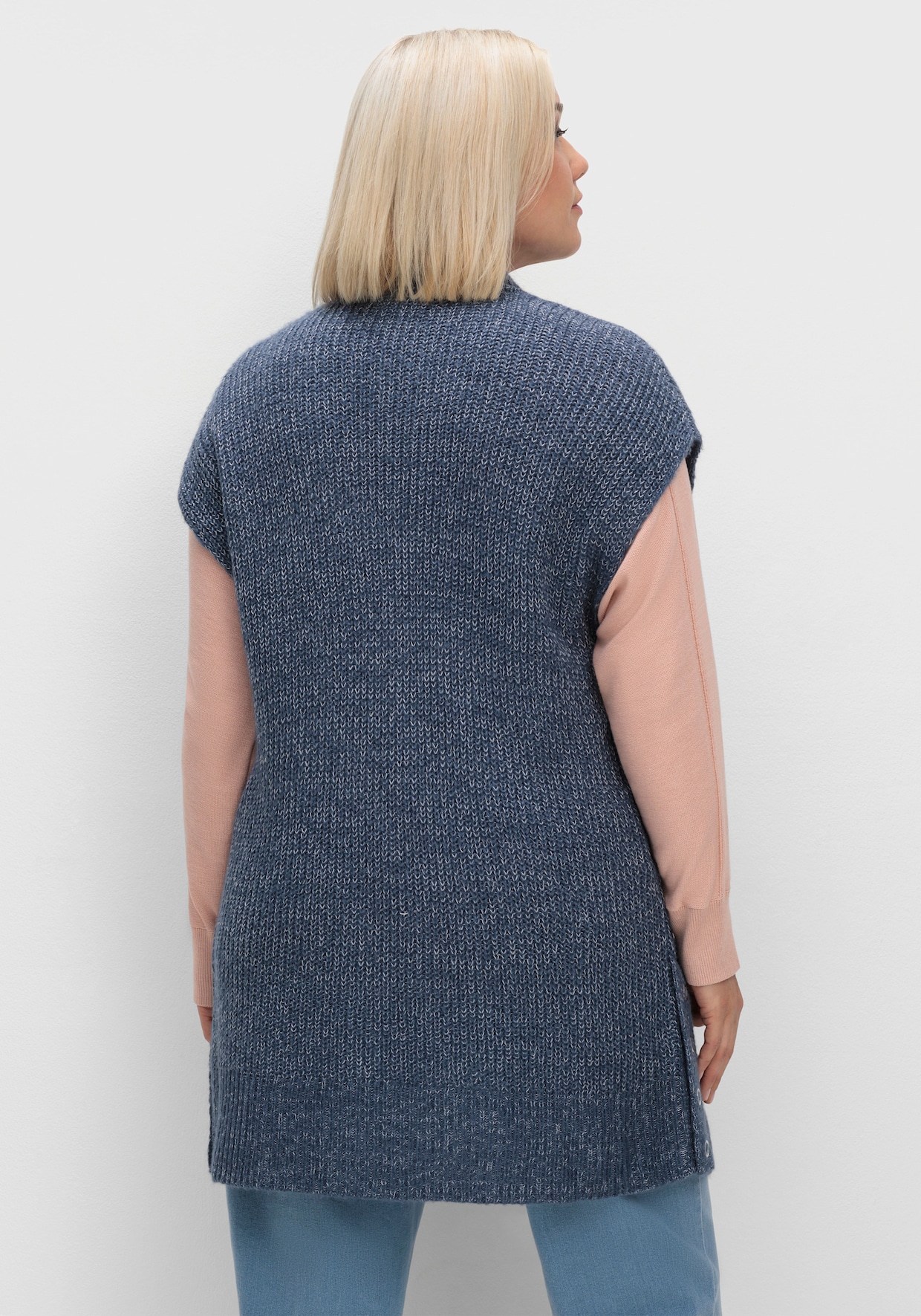 Strickweste aus meliertem Garn - rauchblau-meliert