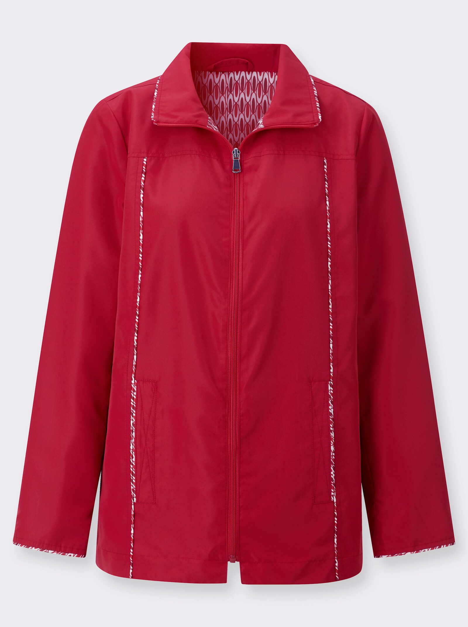 Übergangsjacke mit Cord-Paspelierungen - rot