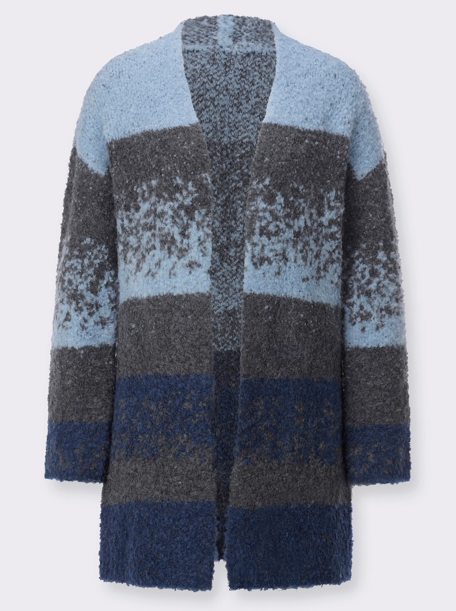 Strickmantel mit Schurwoll-Anteil - taubenblau-anthrazit-meliert