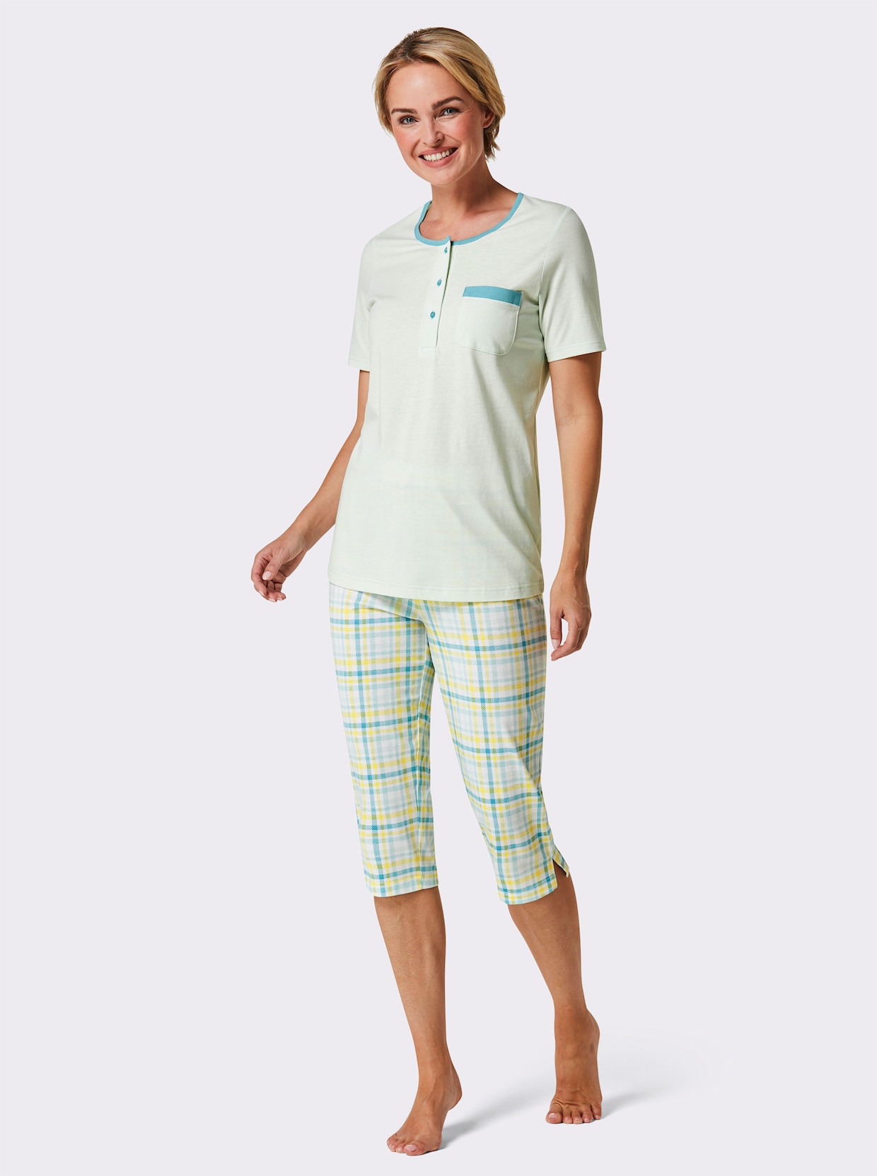 wäschepur Capri-pyjama's - roze + zacht mint