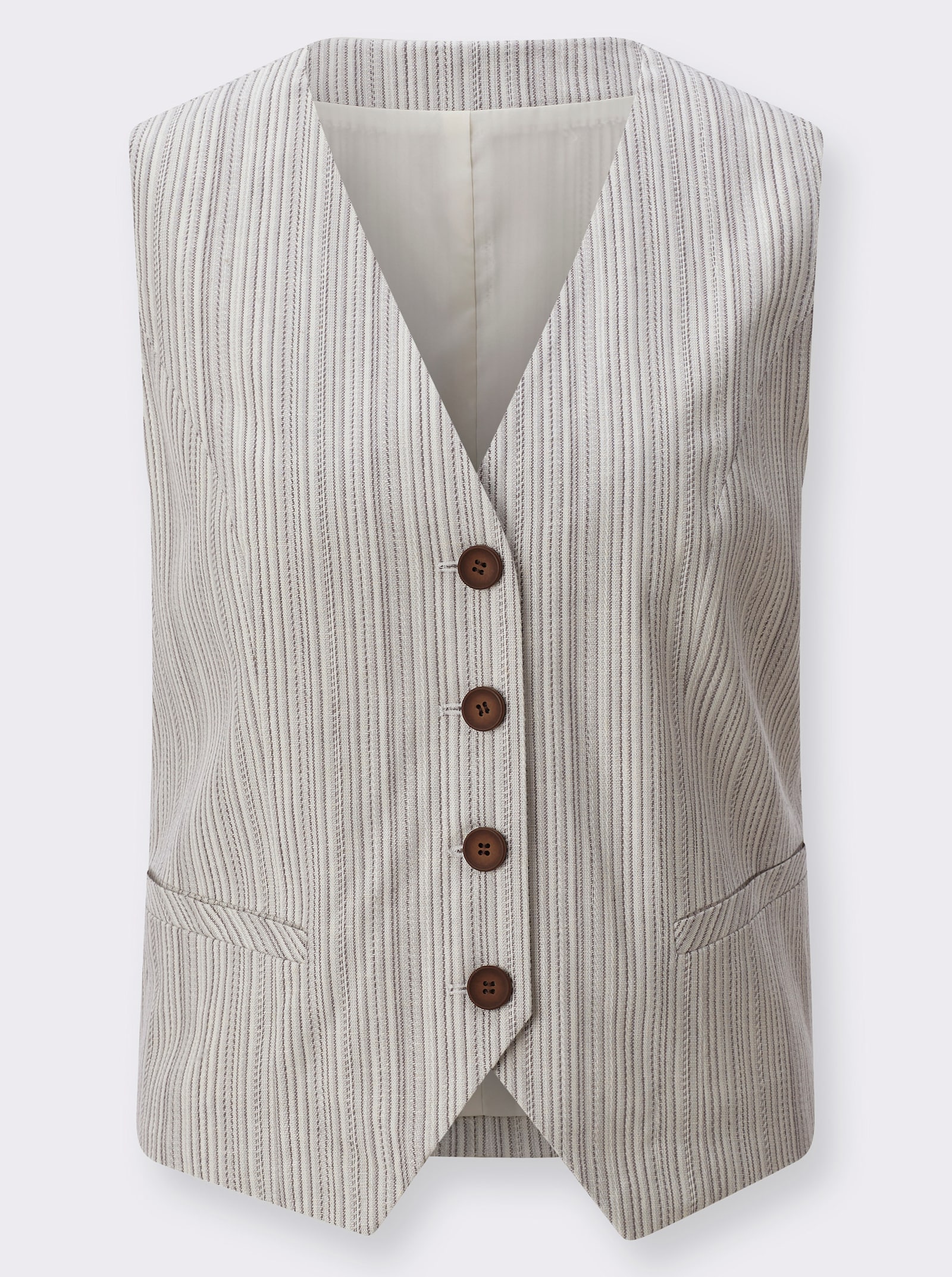 Weste mit Jacquard-Streifenmuster - champagner-grau-gestreift