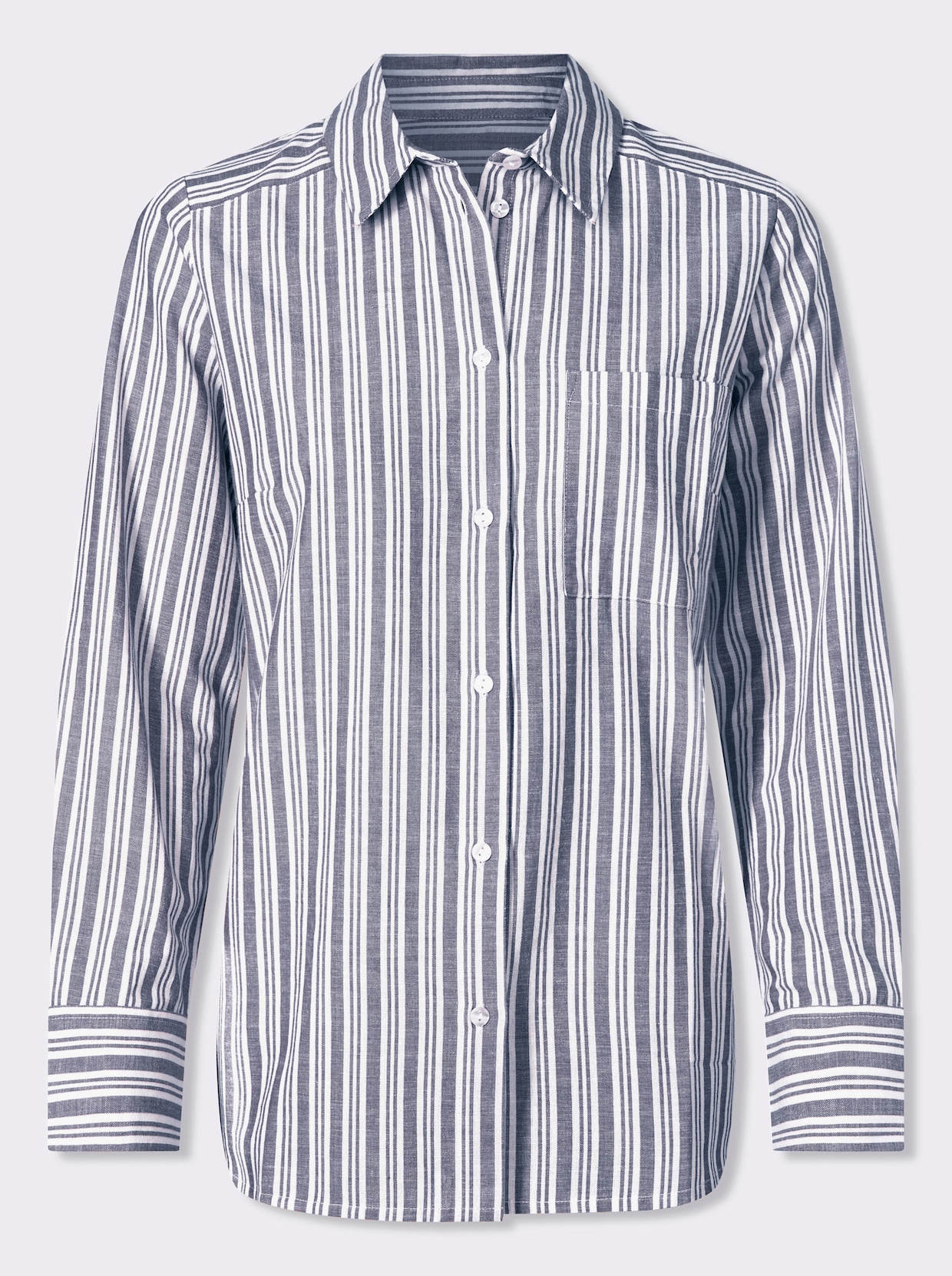heine Gestreifte Bluse - ecru-jeansblau-gestreift