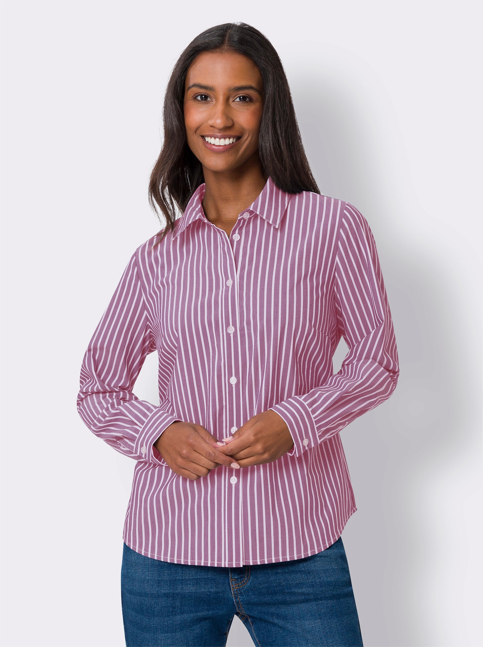 heine Hemdbluse mit Streifen - erika-weiß-gestreift