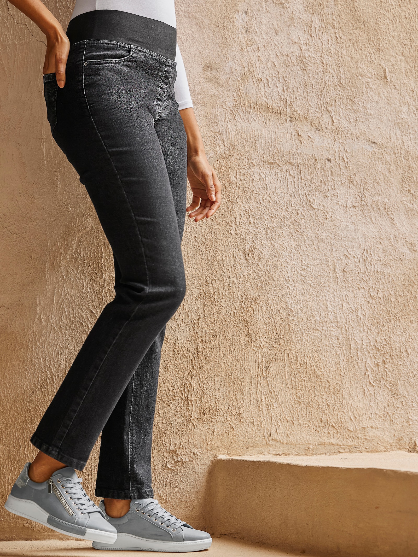 heine Schlupfjeans mit geradem Bein - black denim