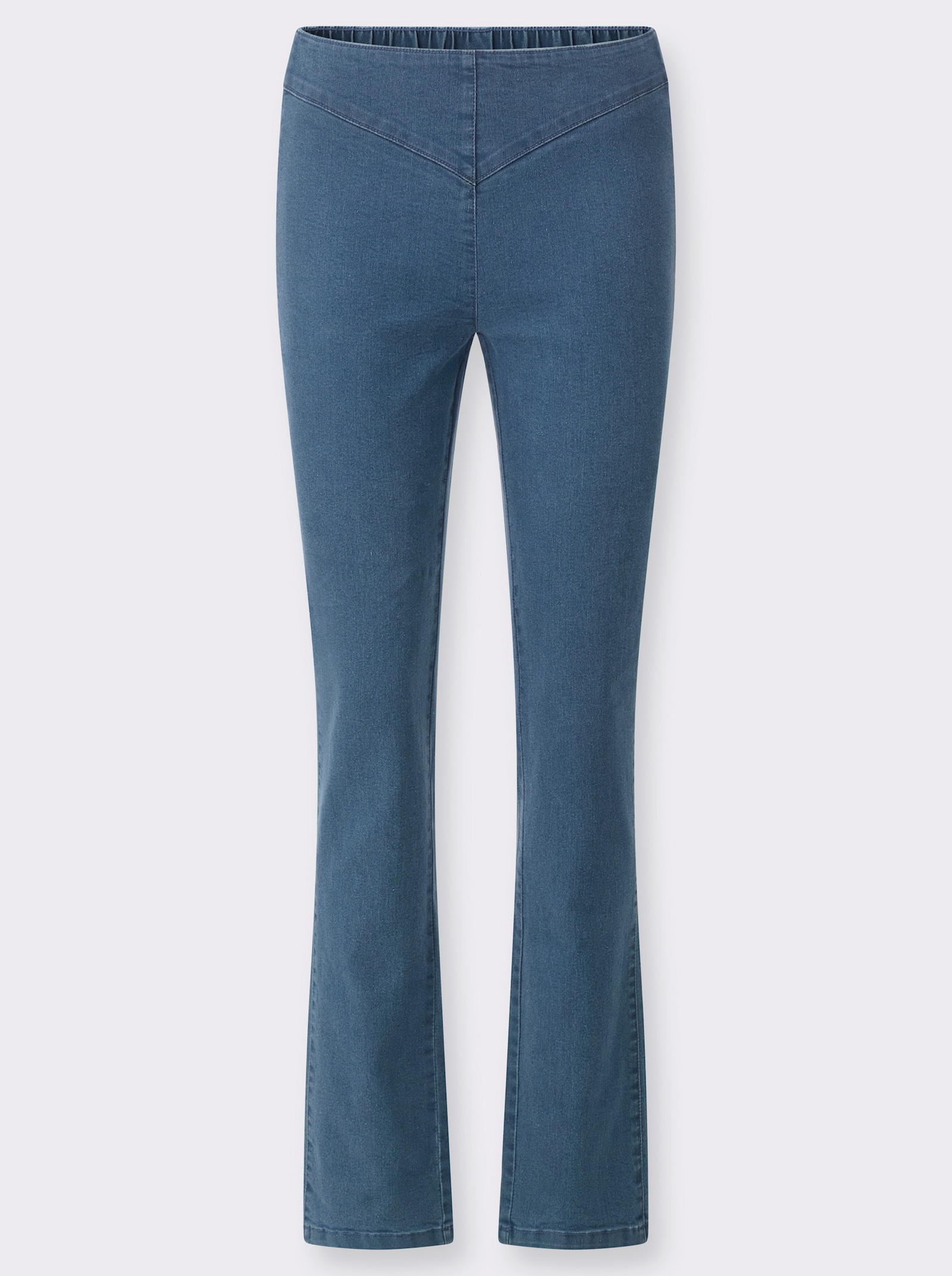 Gerade Jeans mit v-förmiger Passe vorne - blue-bleached