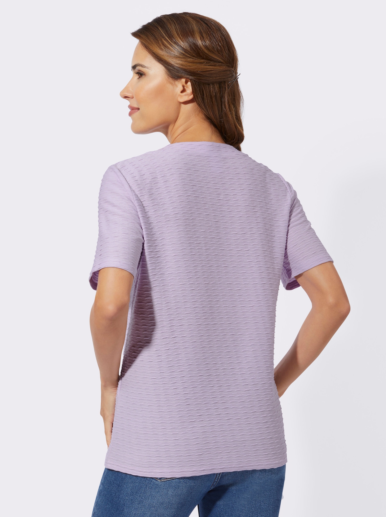 Shirt met korte mouwen in jacquardtricot - lila