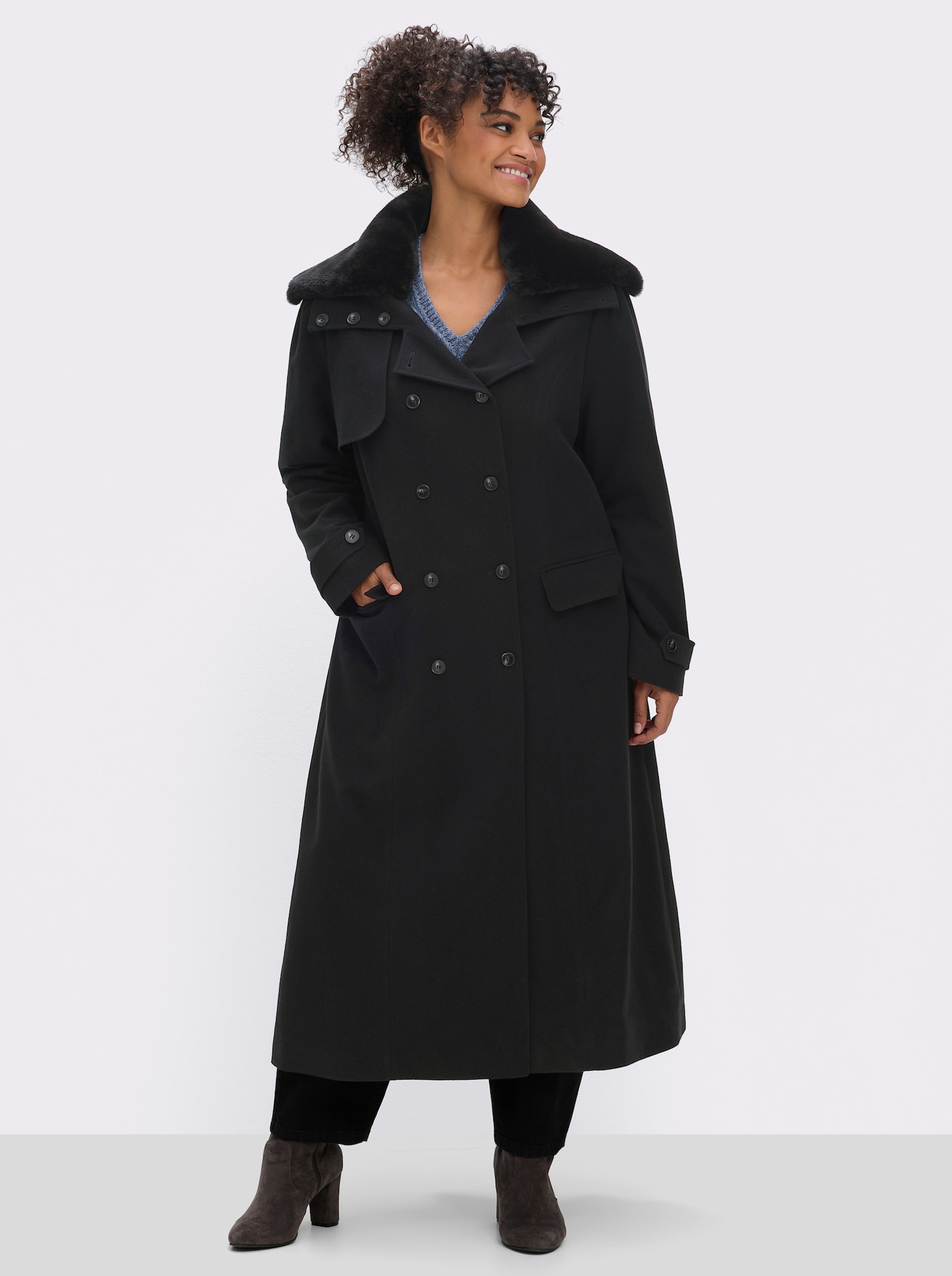 sheego by Joe Browns Mantel im taillierten Schnitt - schwarz