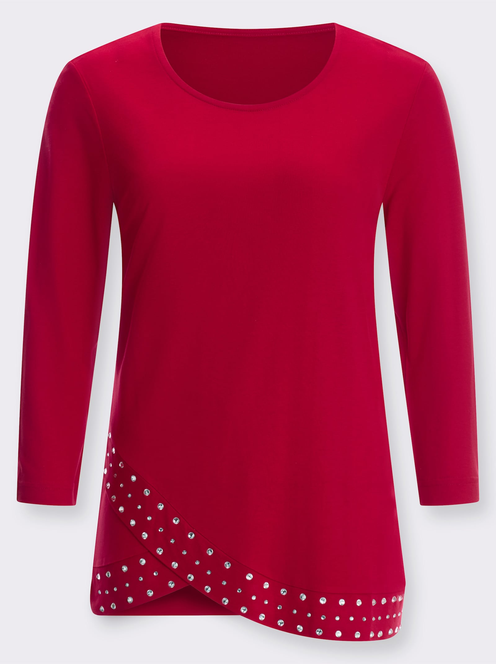 3/4-Arm-Shirt mit schimmernden Ziersteinchen - rot