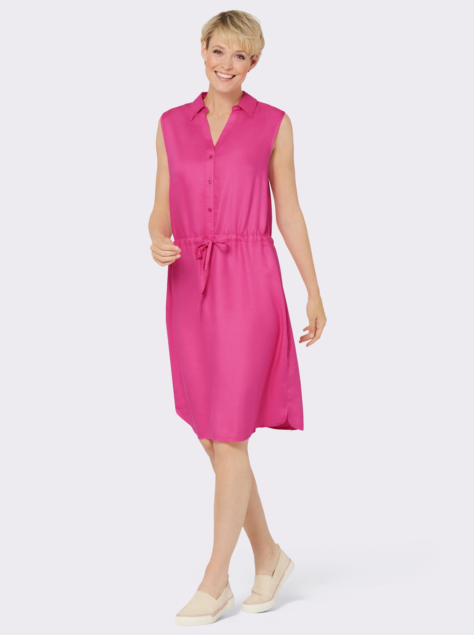 Sommerkleid mit Tunnelzug in der Taille - fuchsia