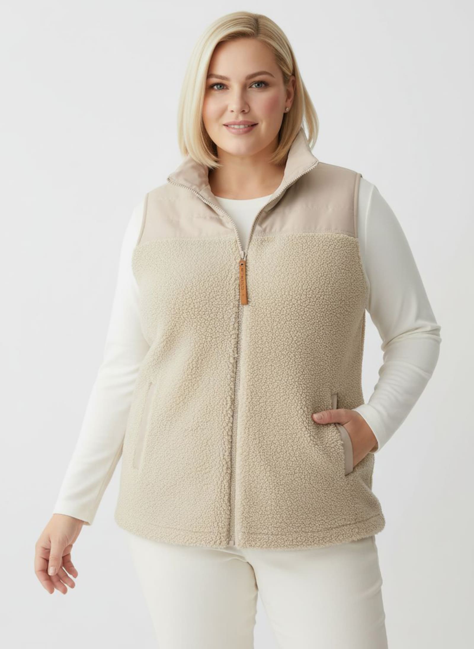 Weste mit Stehkragen - beige