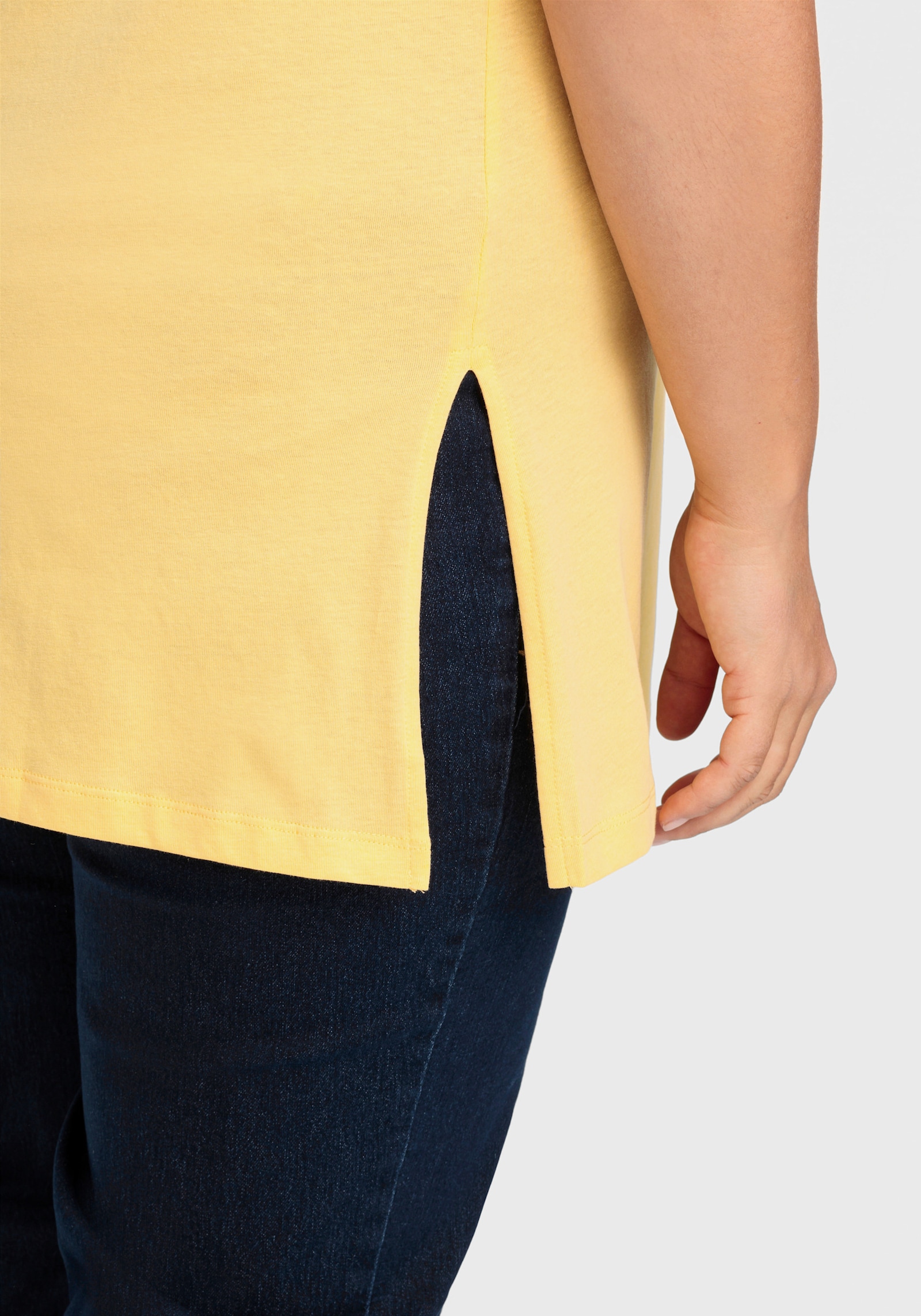 Longtop mit Seitenschlitzen - gelb