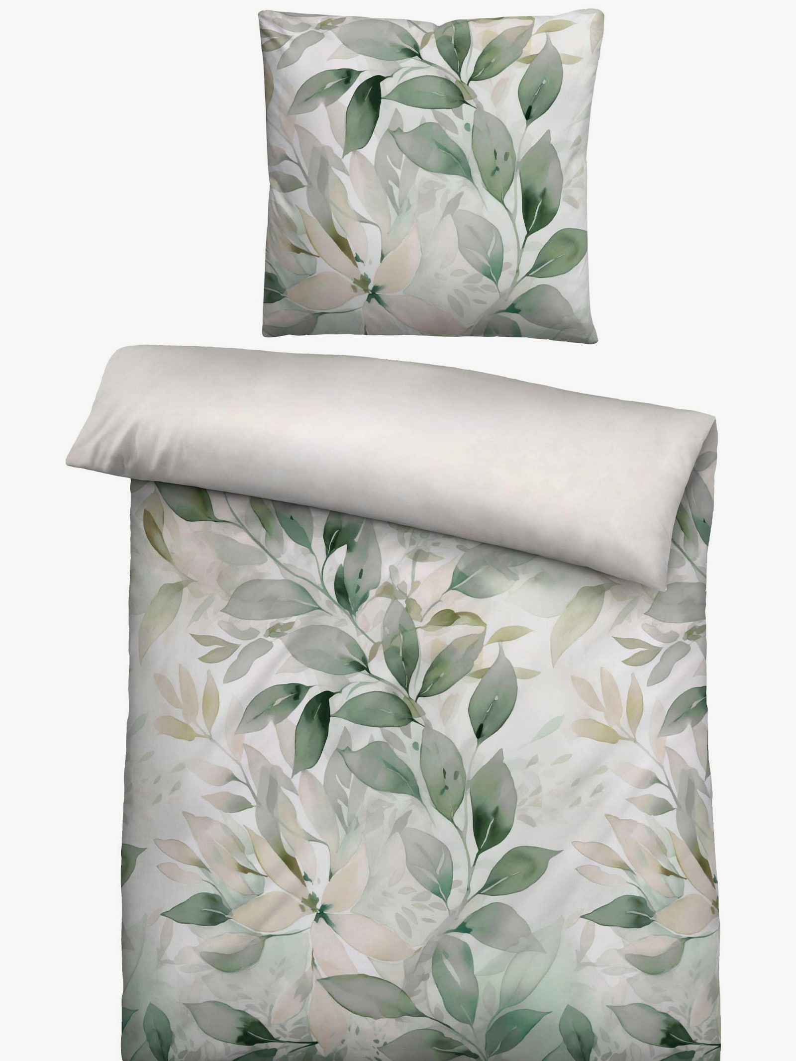 Biberna Bettwäsche - grün-bedruckt