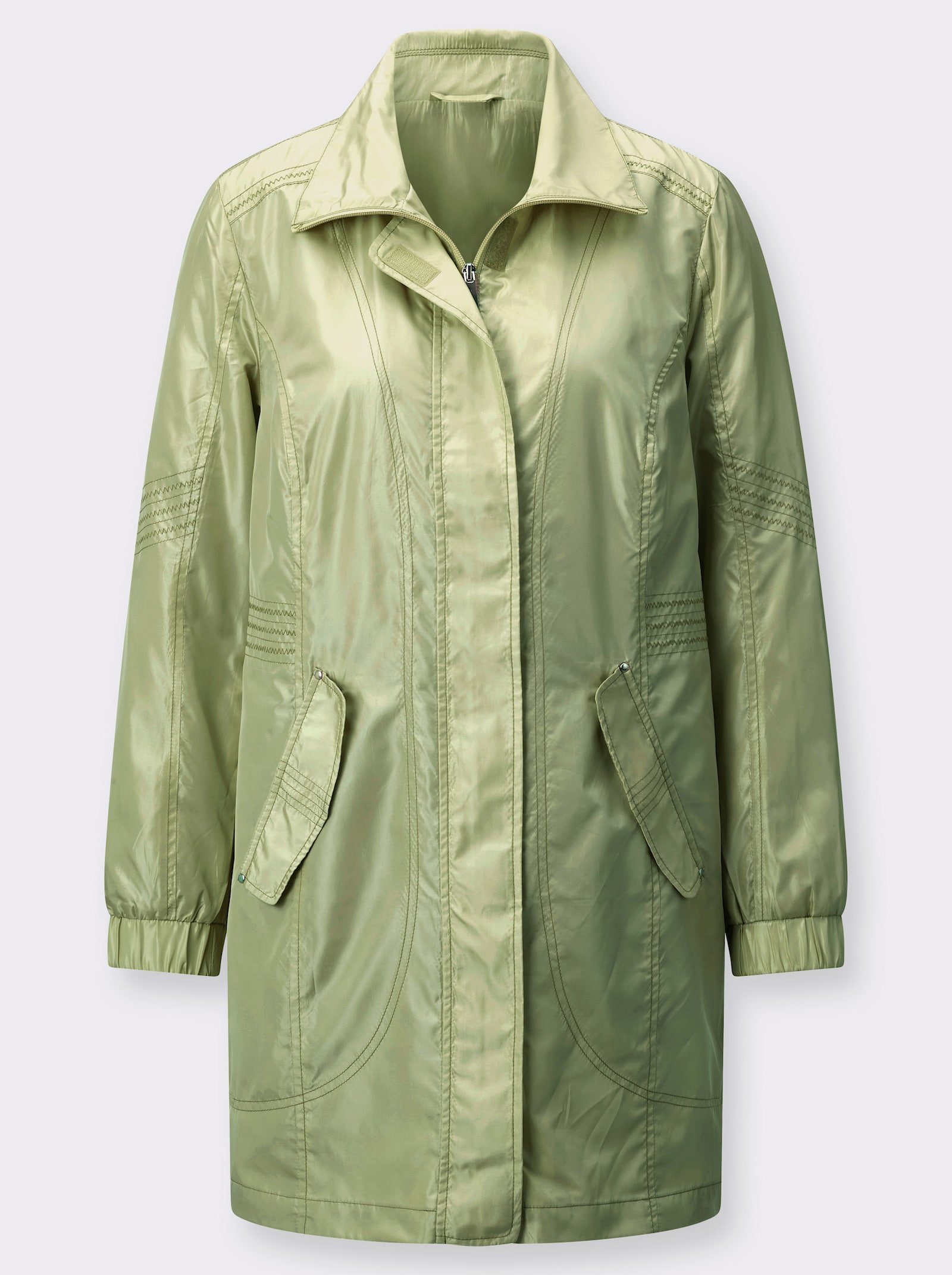 Longjacke mit Ziernähten - schilf