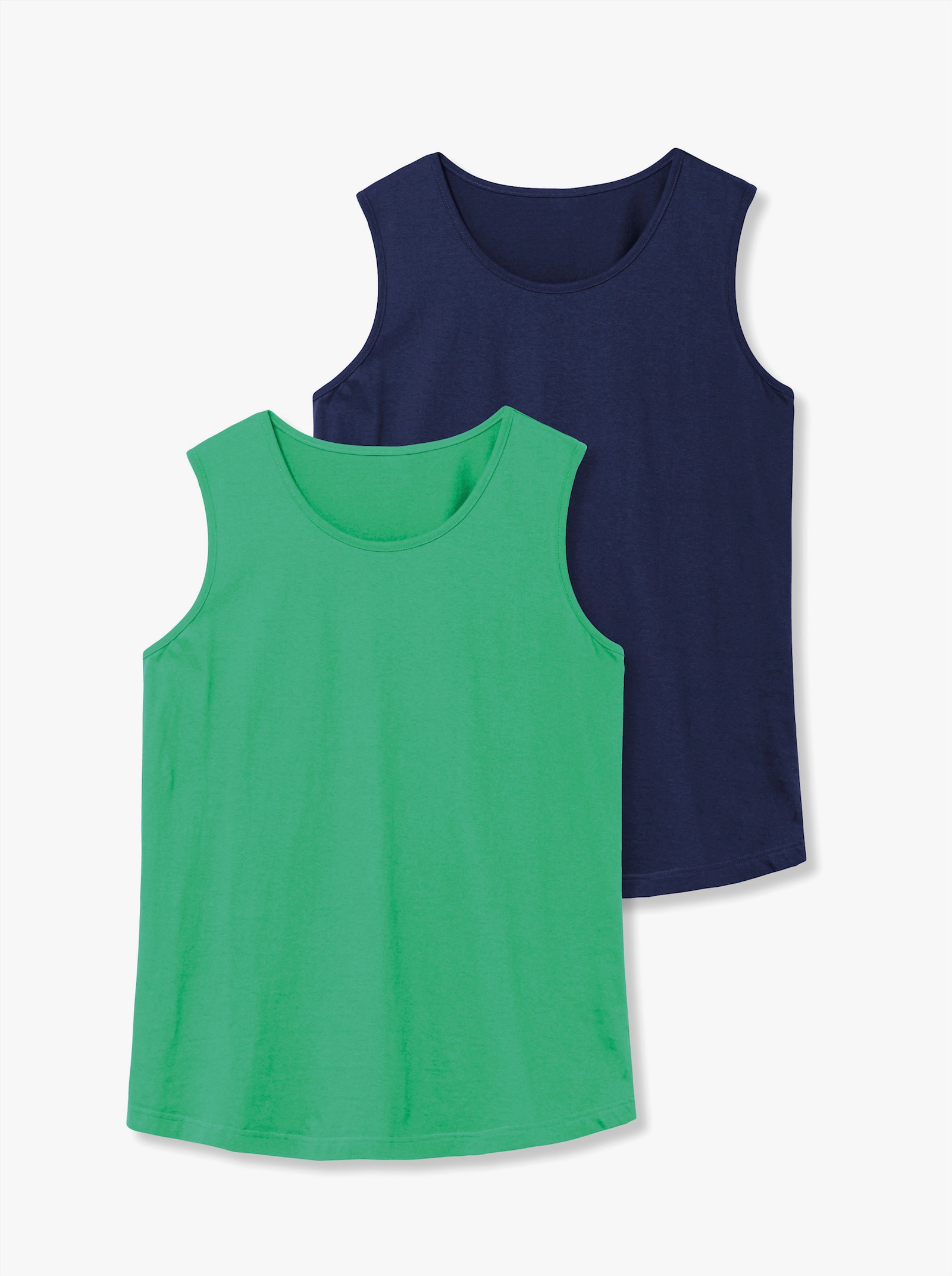 Longtop mit abgerundetem Saum - grasgrün + marine