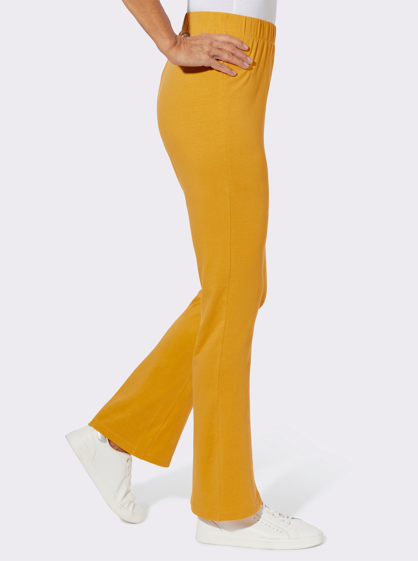 Freizeithose in Schlaghosen-Form - ocker