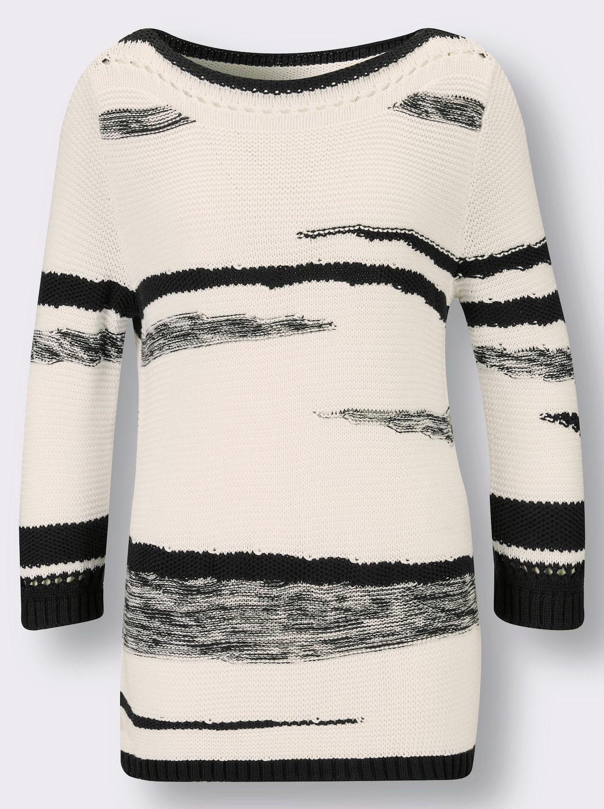 Pullover - weiß-schwarz-gemustert