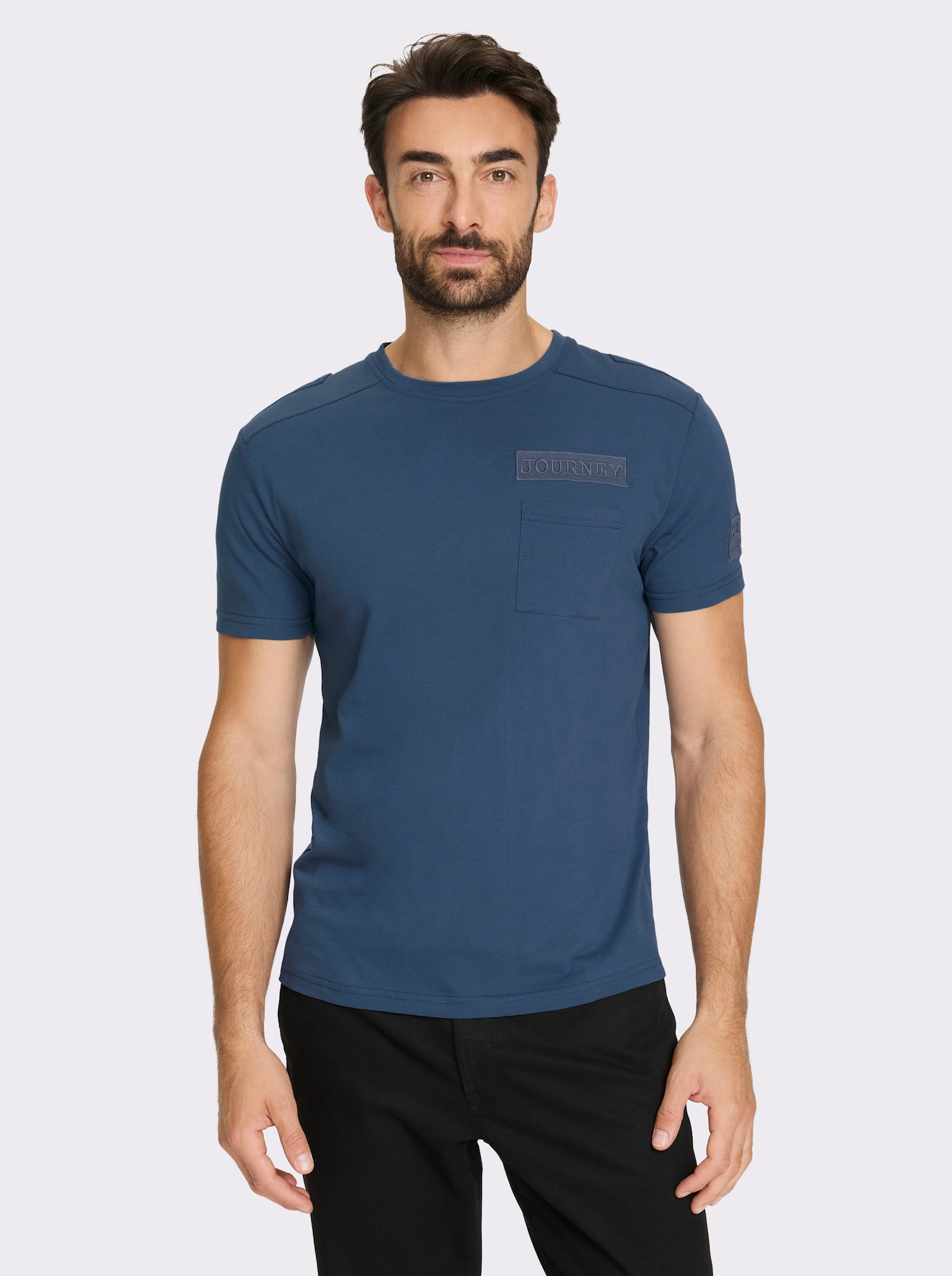 Marco Donati Kurzarmshirt aus reiner Baumwolle - jeansblau