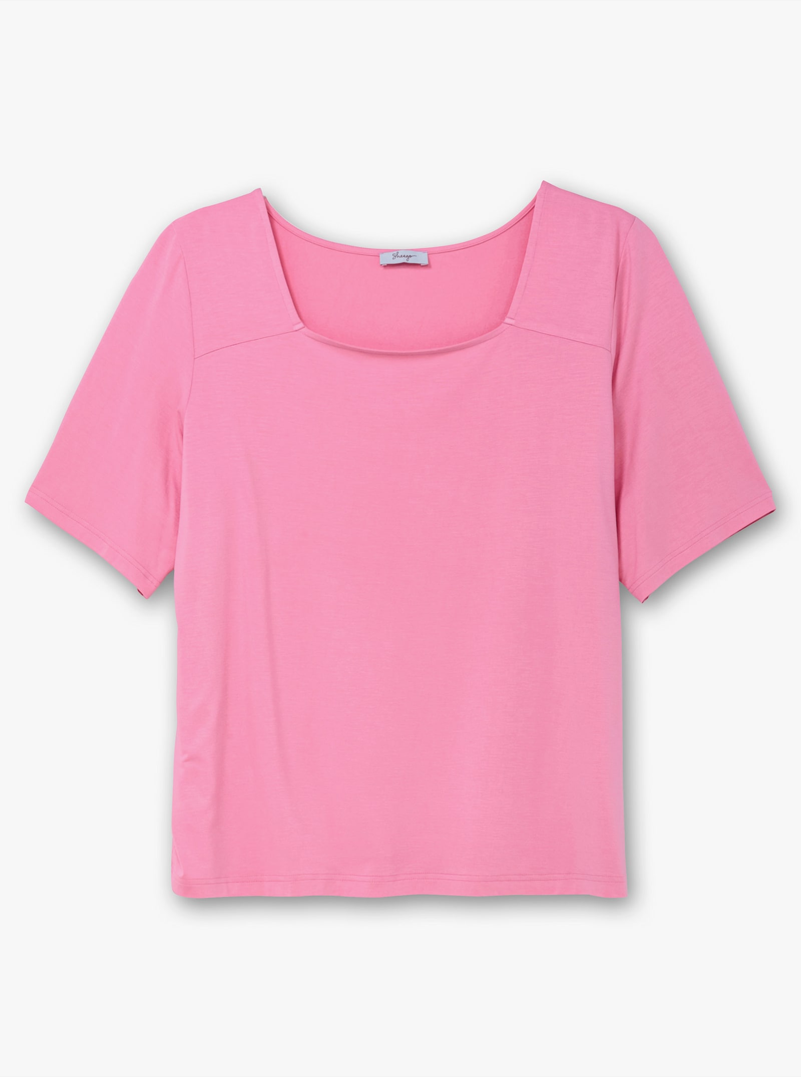 sheego Shirt mit Karree-Ausschnitt, leicht tailliert - blumiges pink