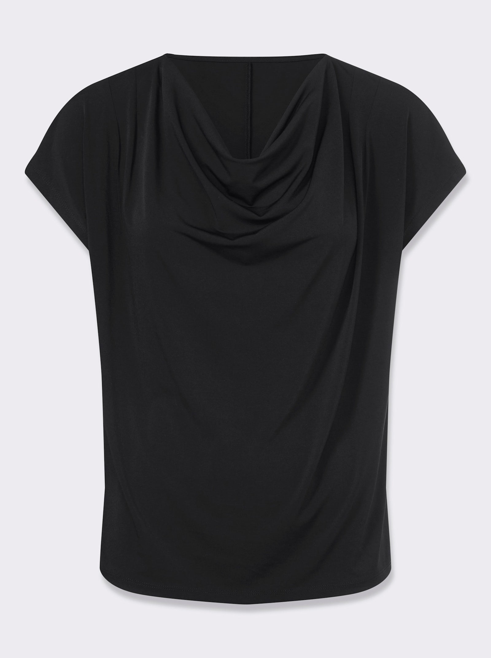 Shirt met cascadehals en oversized schouders - zwart