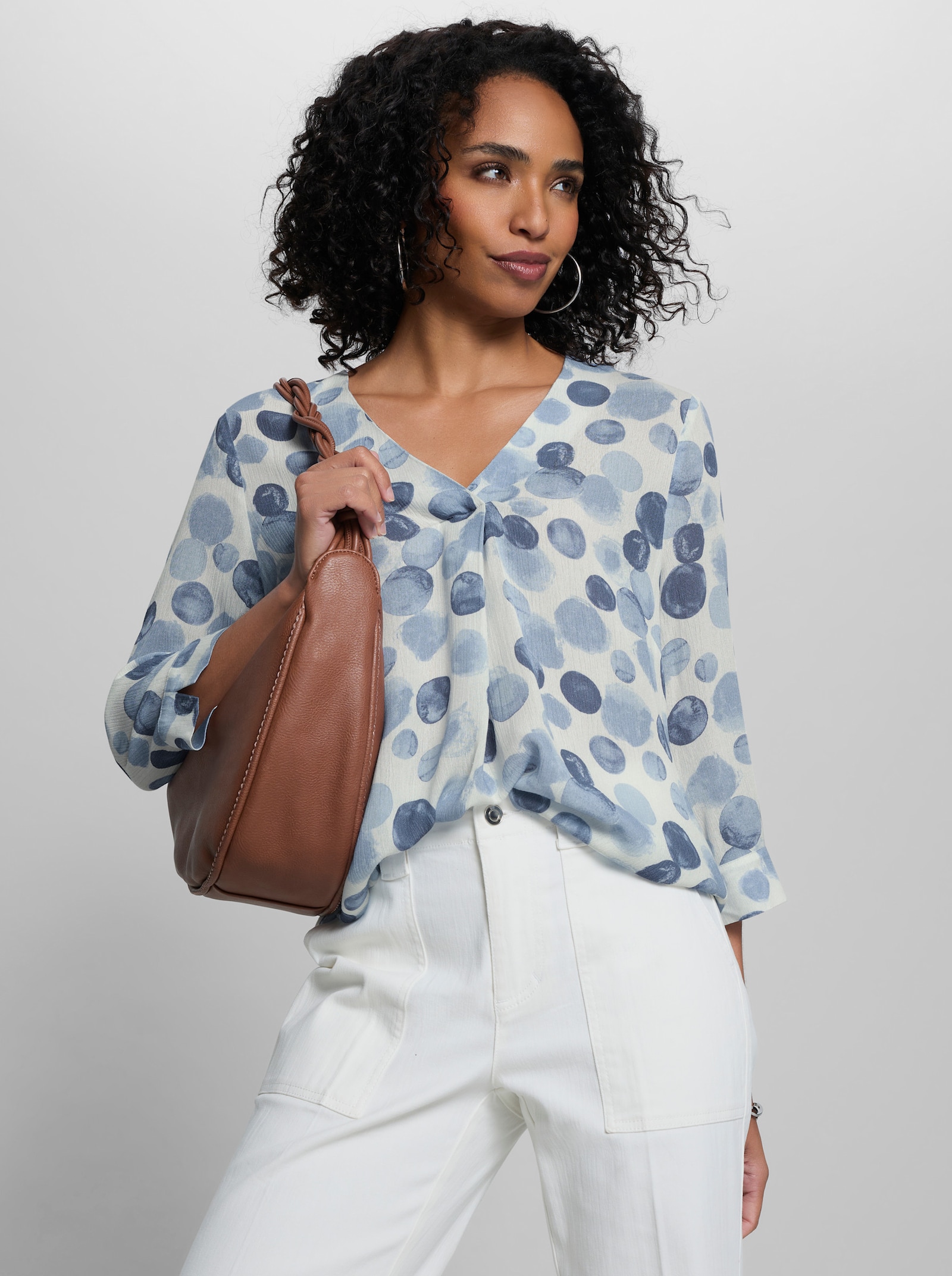 heine Druckbluse mit Tupfenmuster - ecru-bleu-bedruckt