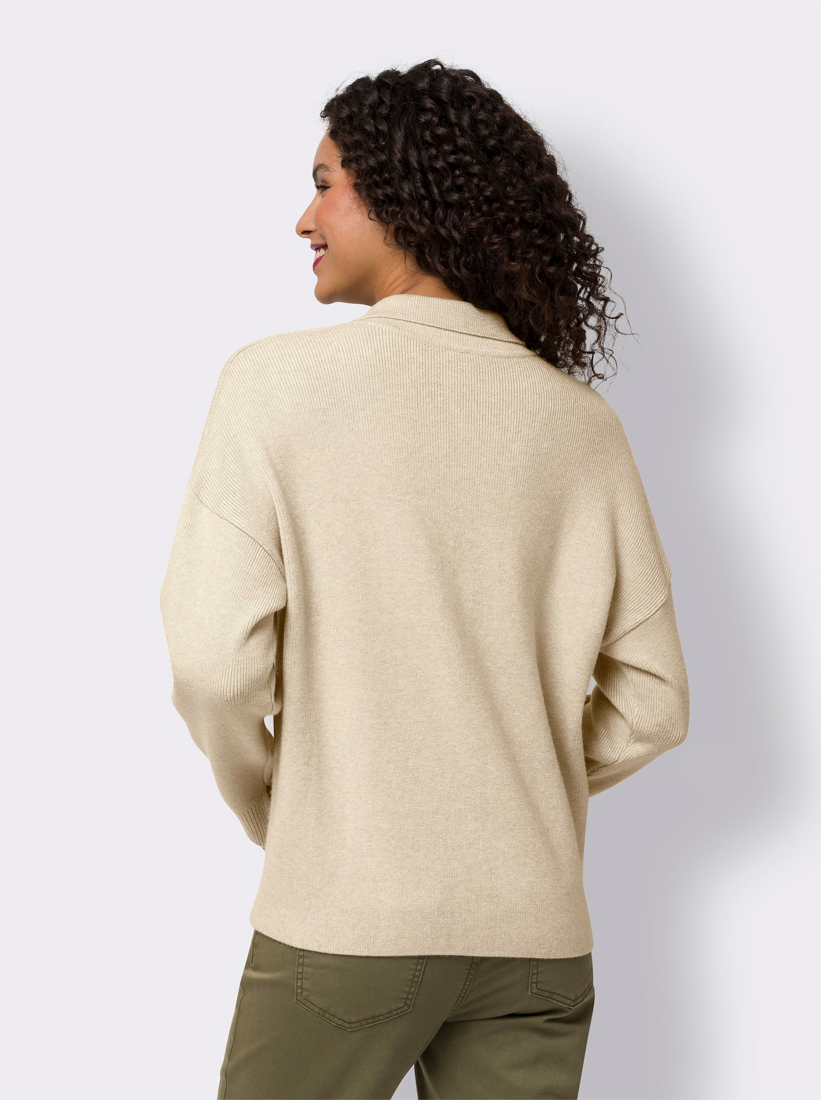 heine Kofta i ulligt garn - sand, melerad