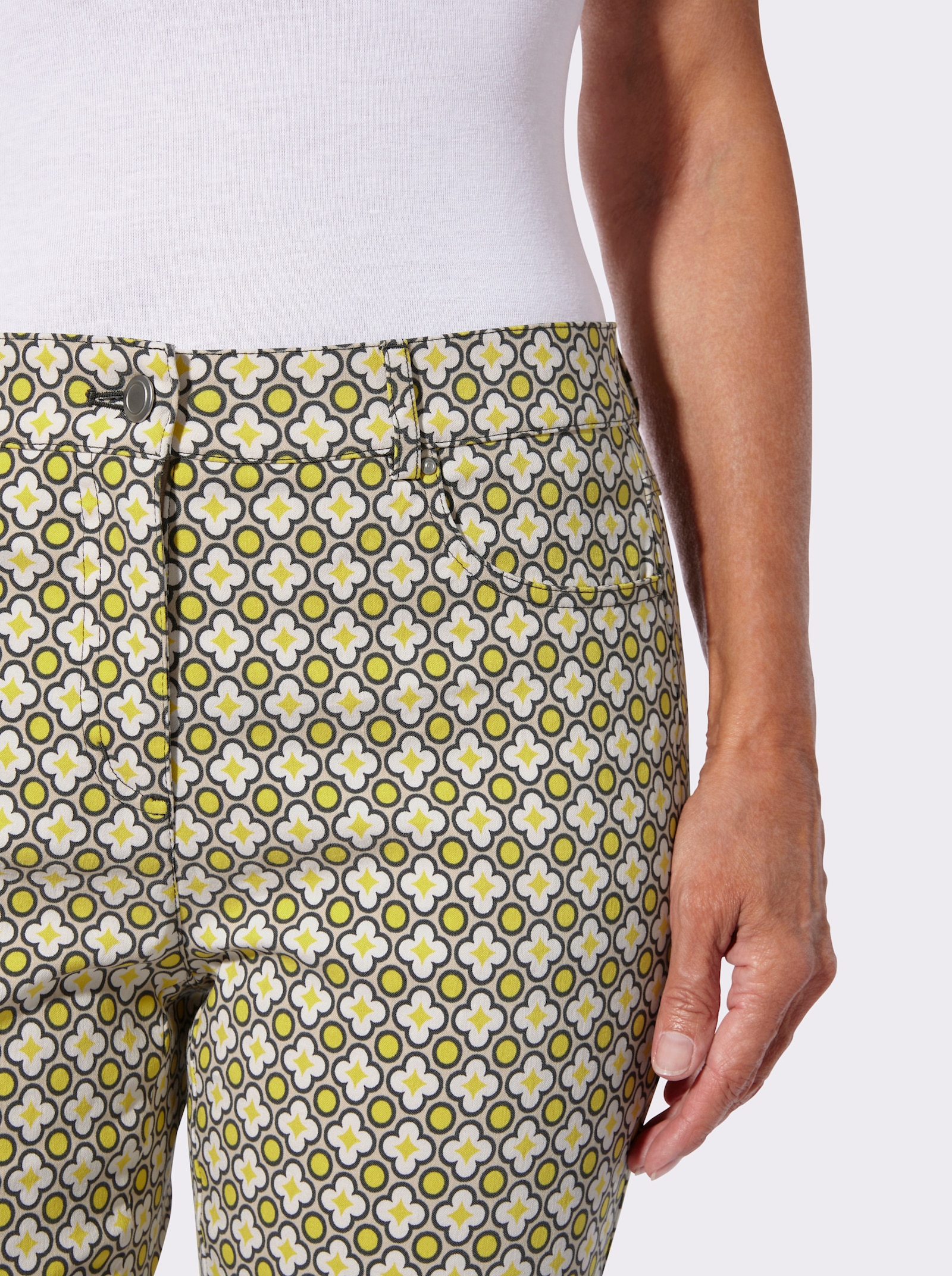 Bengalinhose mit Ornament-Muster - sand-limone-bedruckt