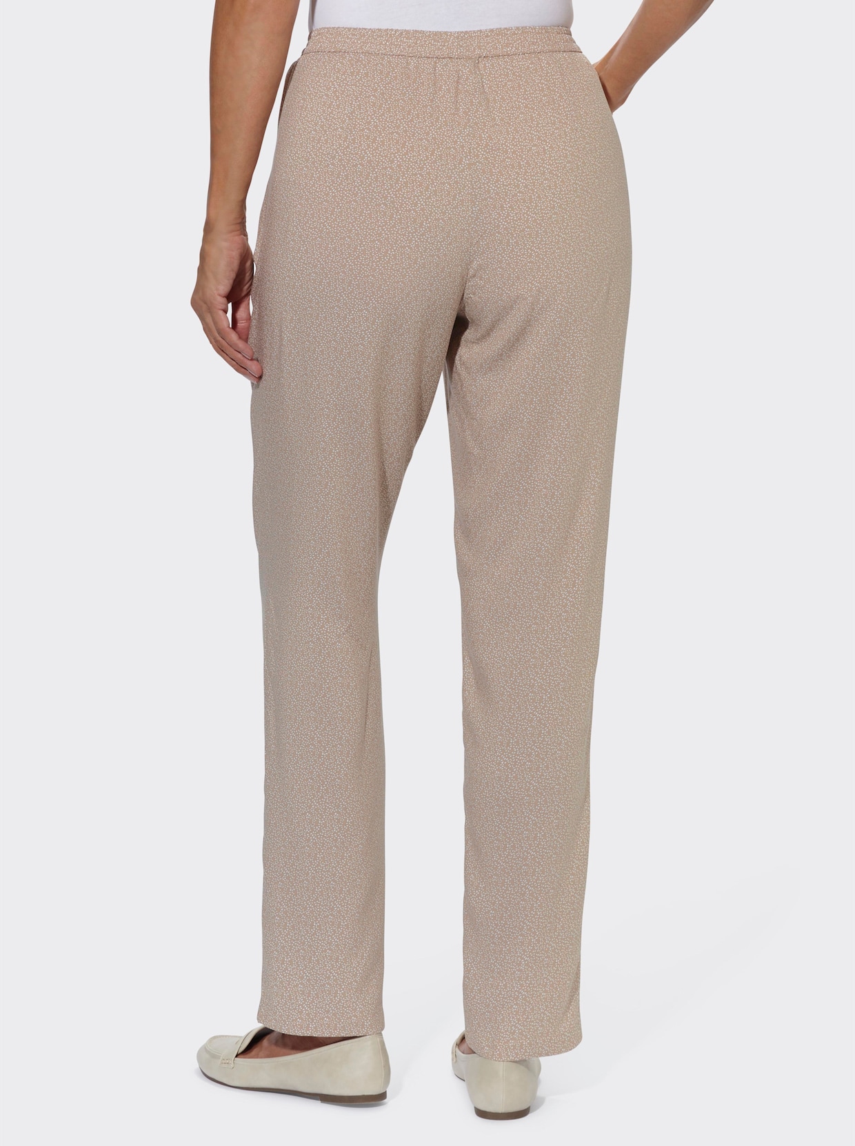comfortbroek - beige/ecru bedrukt