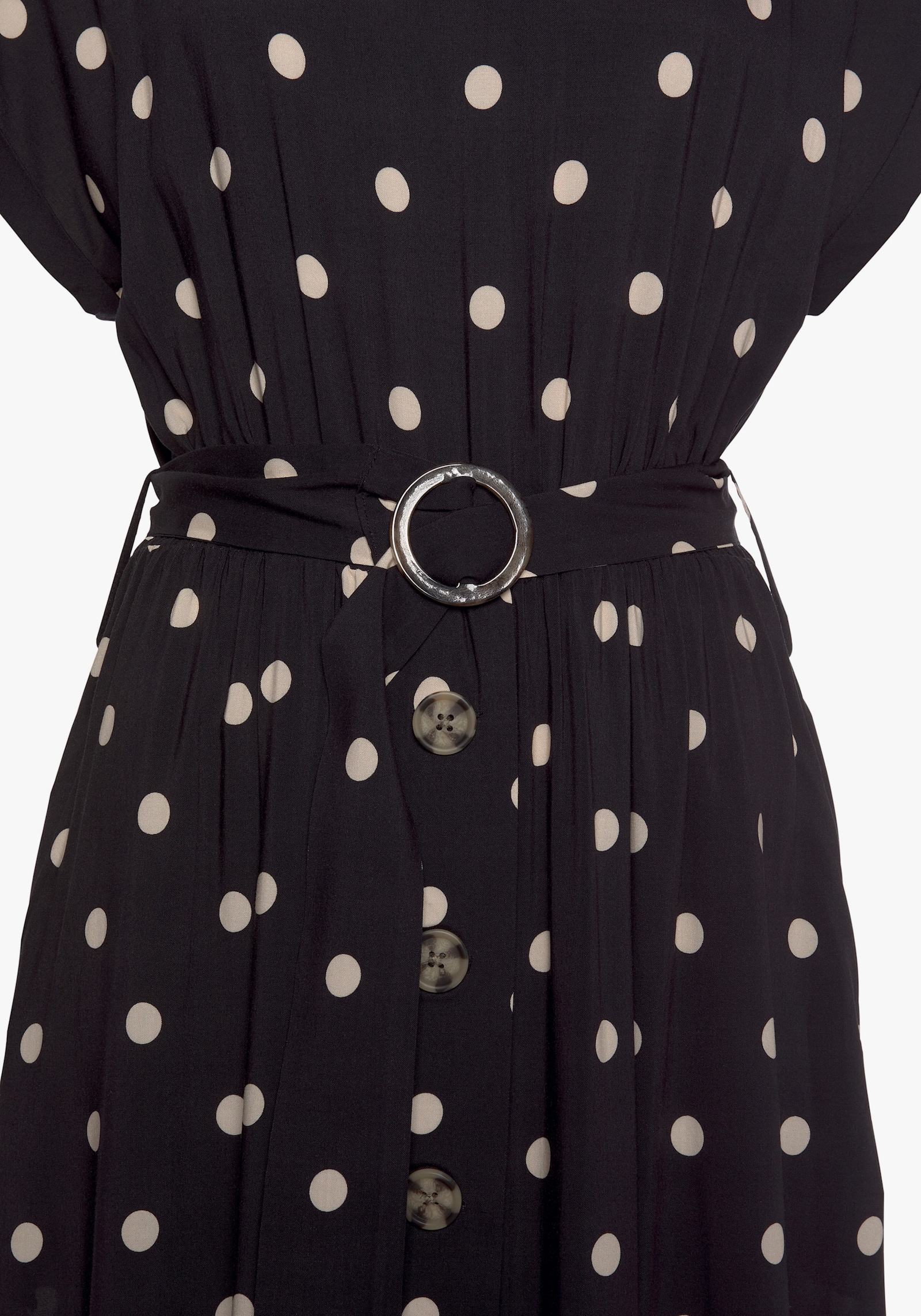 LASCANA Robe mi-longue - noir-sable imprimé