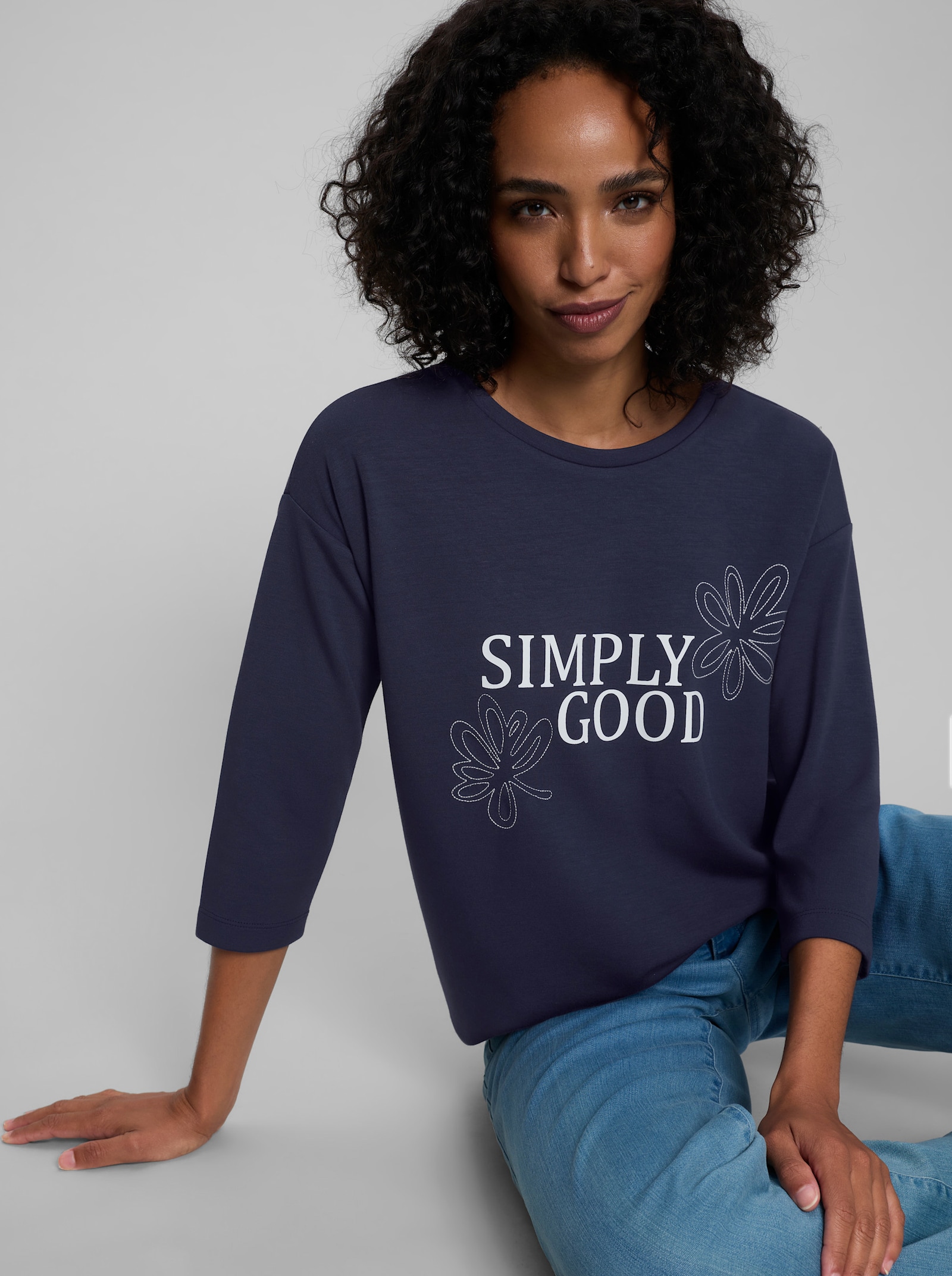 heine Sweatshirt mit Stickerei - marine