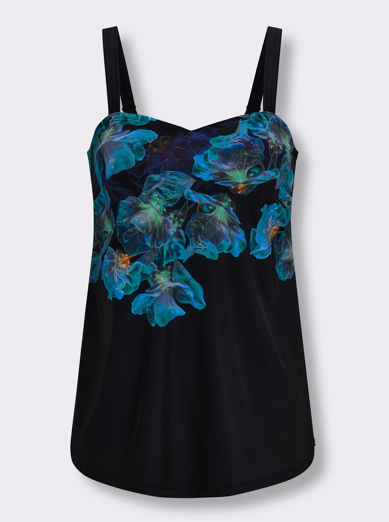 feel good Tankini-Oberteil mit platziertem Print - schwarz-topas