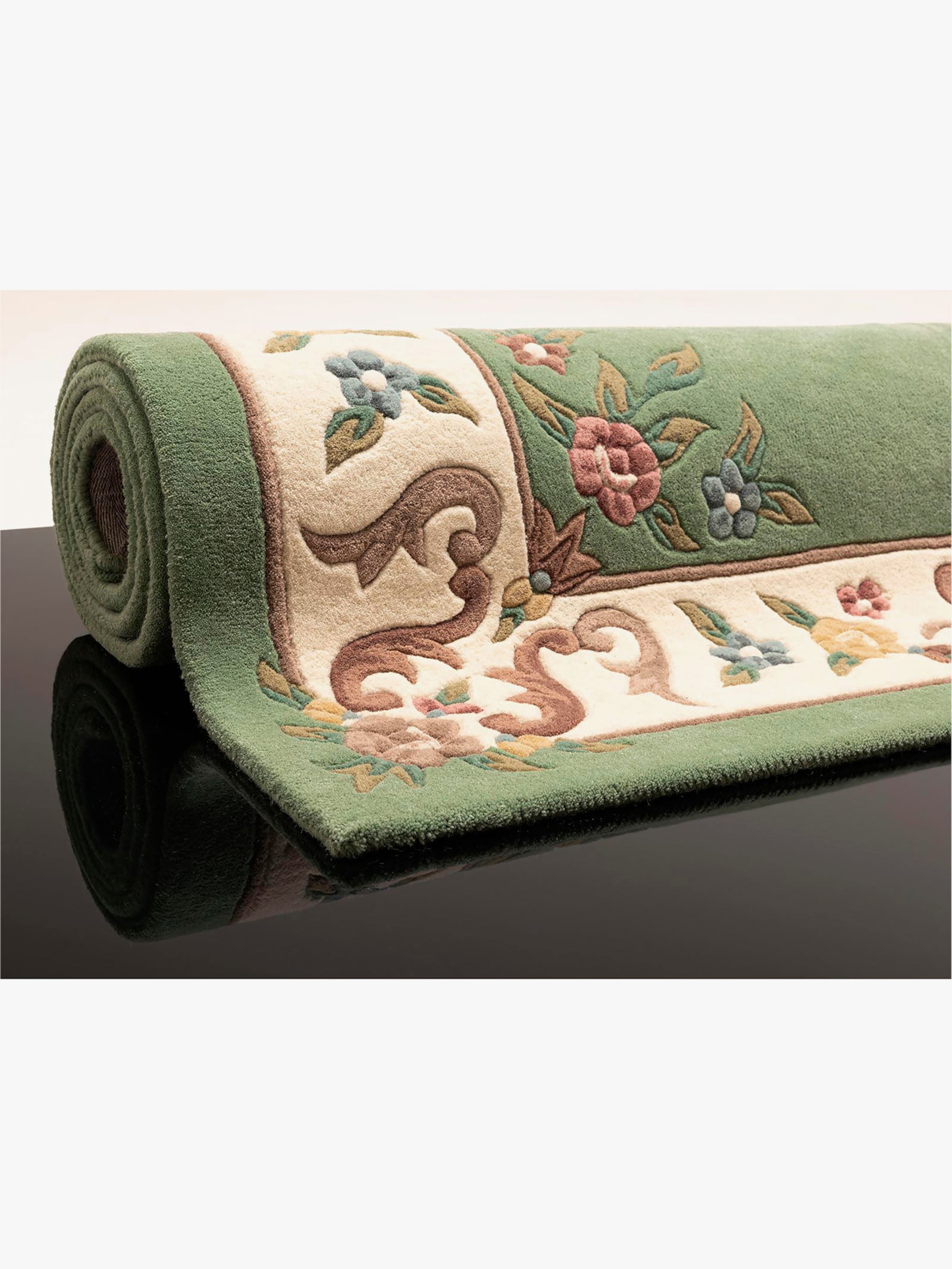 Theko Teppich - grün-gemustert