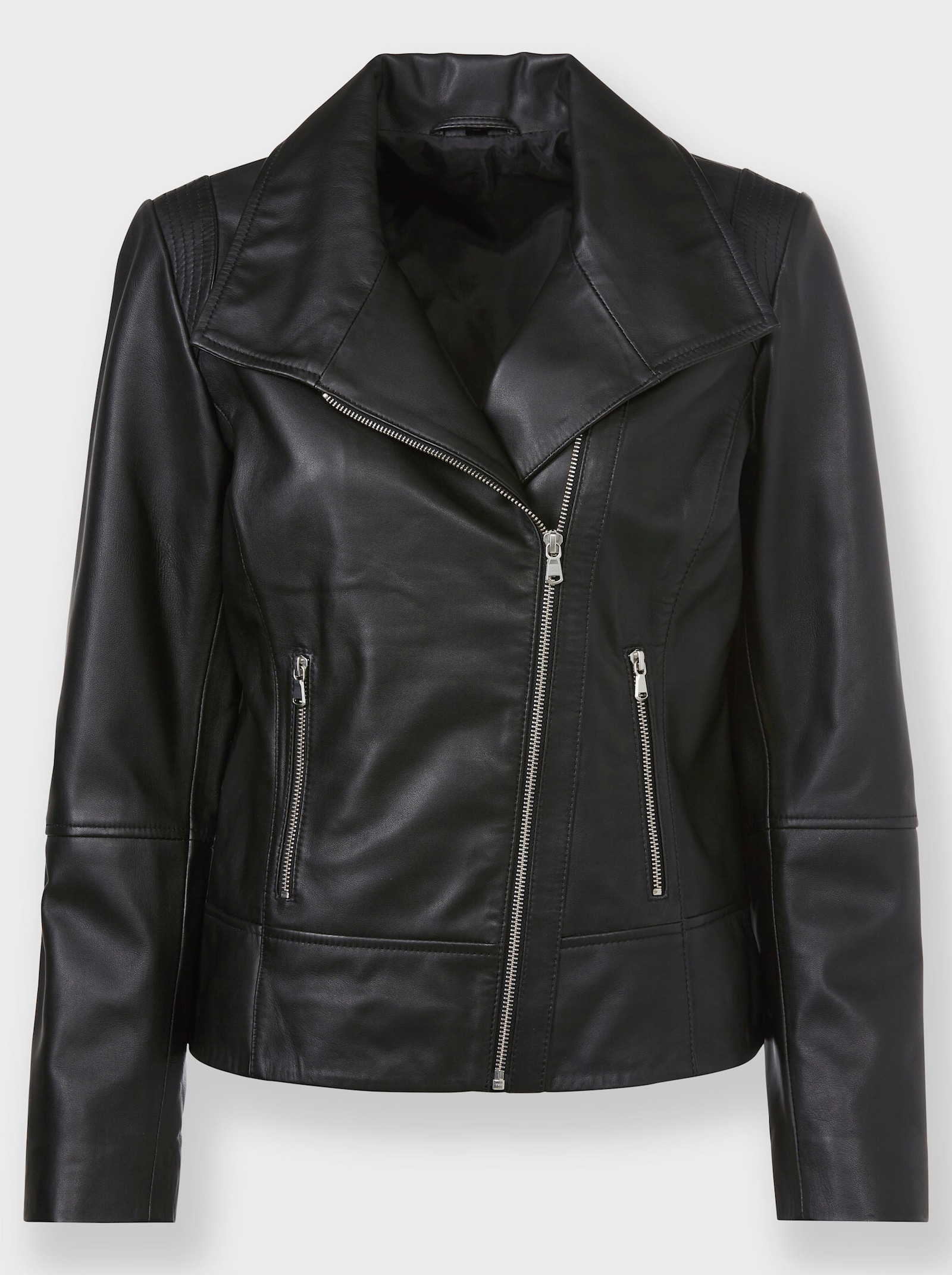 heine Lederjacke mit asymmetrischem Zipper - schwarz