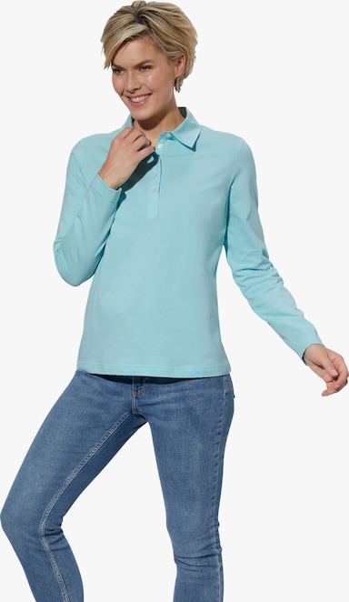Langarm-Poloshirt - türkis
