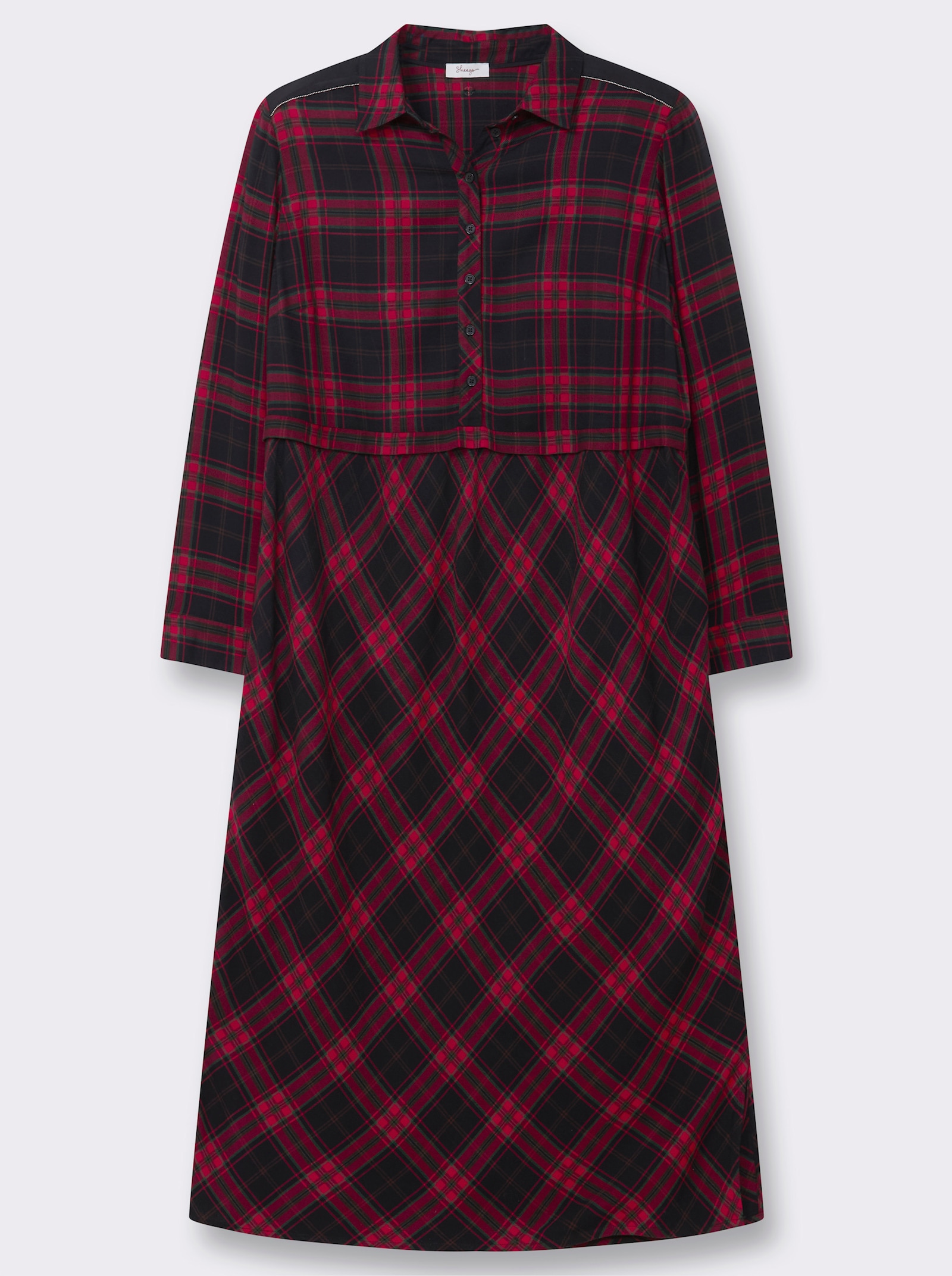 sheego Hemdblusenkleid im Karo-Muster - tiefblau-kirsche-kariert