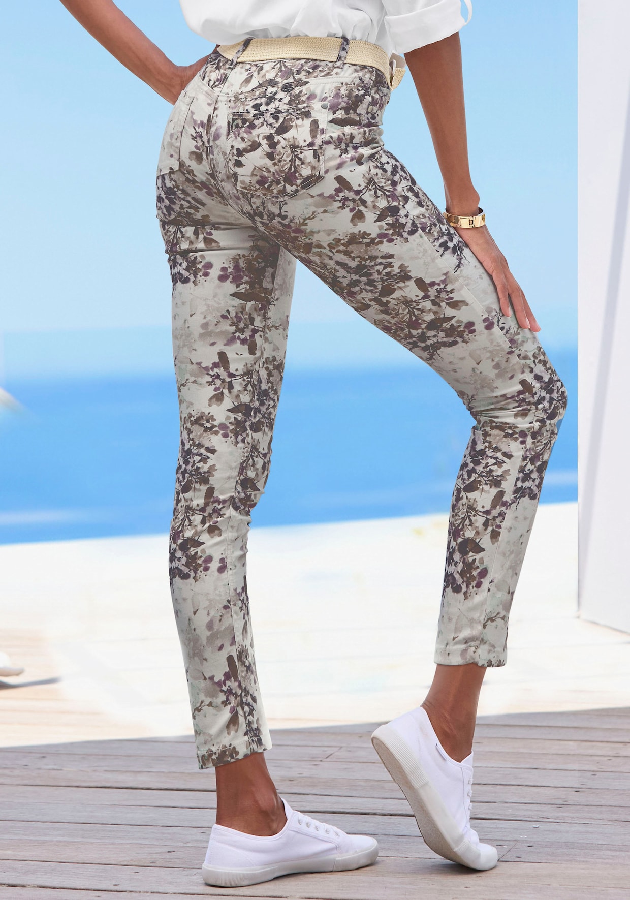 LASCANA 7/8-Jeggings - beige-mauve-braun bedruckt