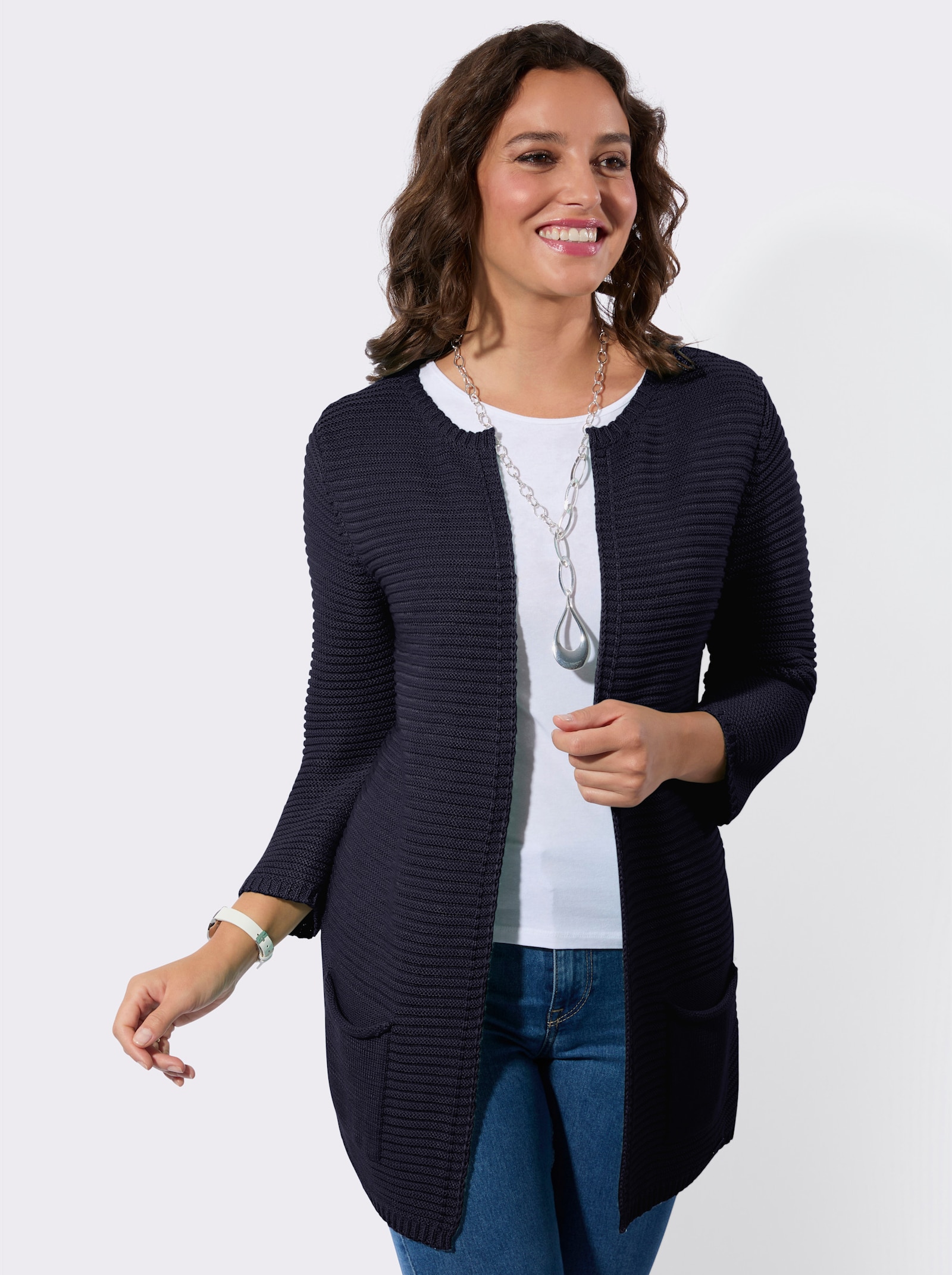 Strickjacke ohne Verschluss - marine