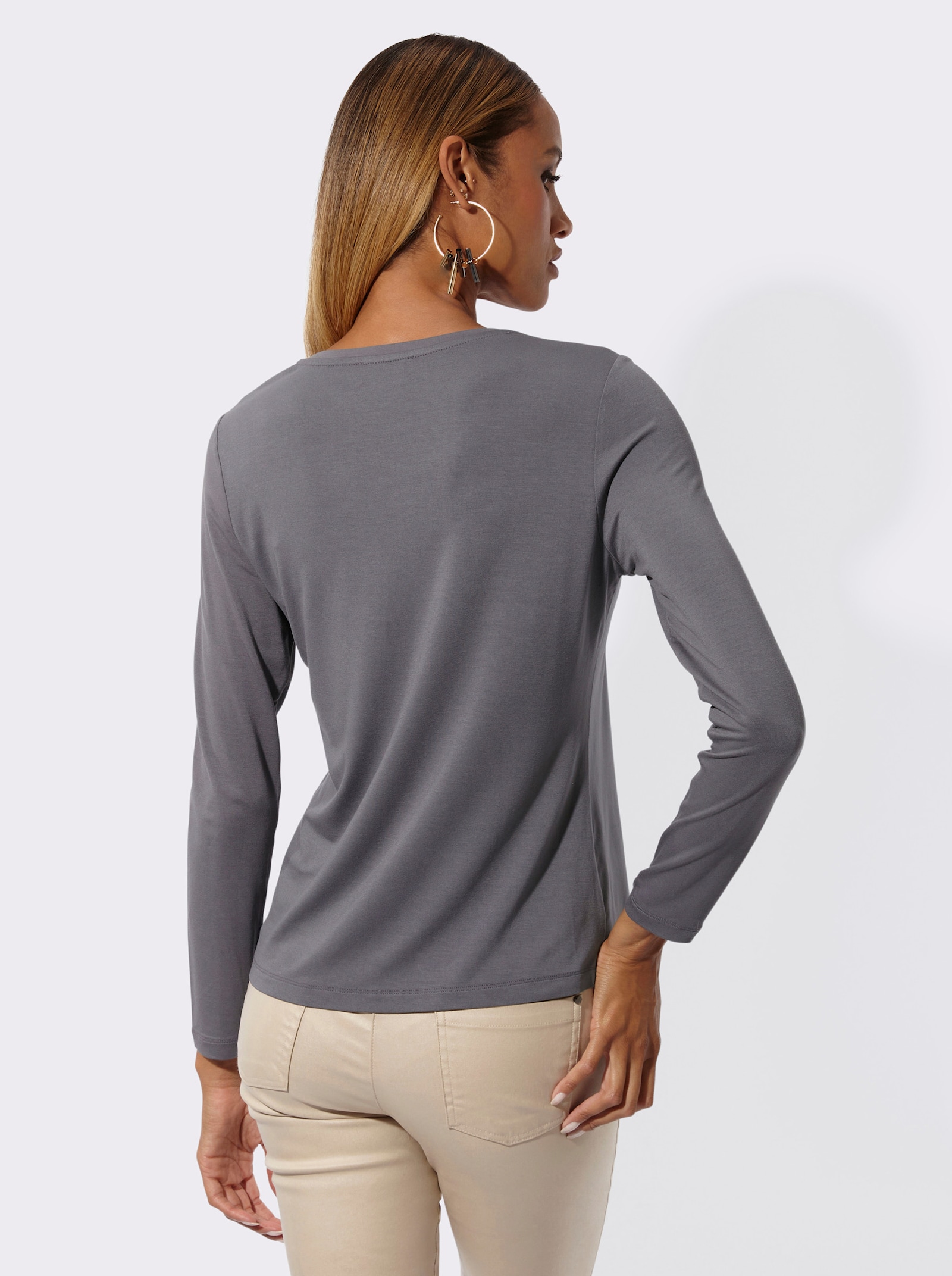 Langarmshirt mit funkelnden Pailletten - anthrazit