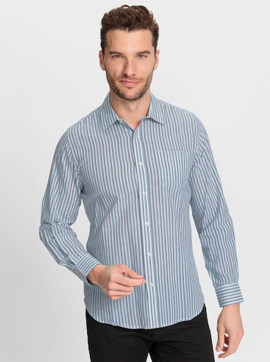 Catamaran Langarmhemd mit Streifen-Muster, garngefärbt - weiß-gestreift