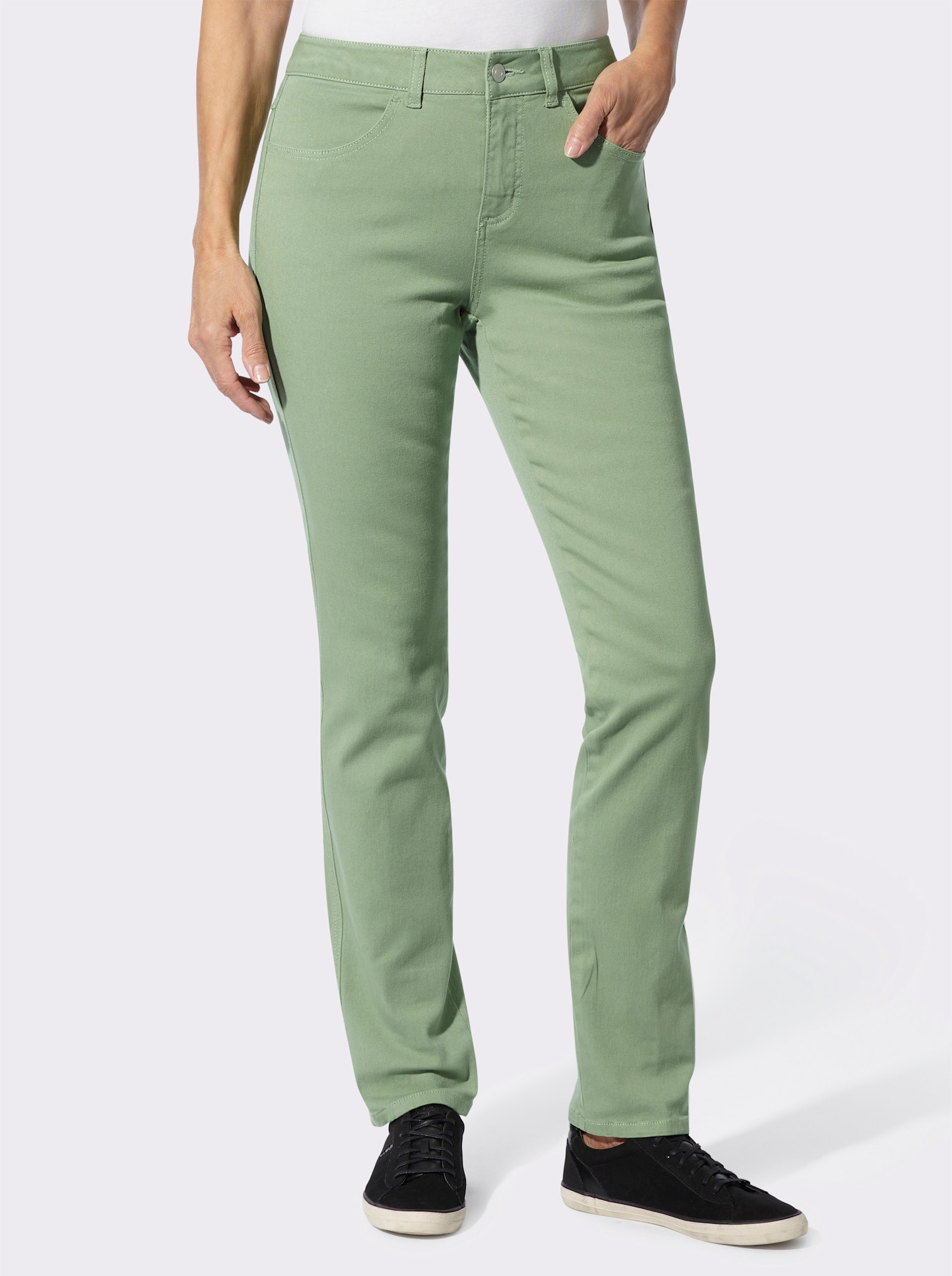 Röhrenjeans in Twill-Qualität - eucalyptus