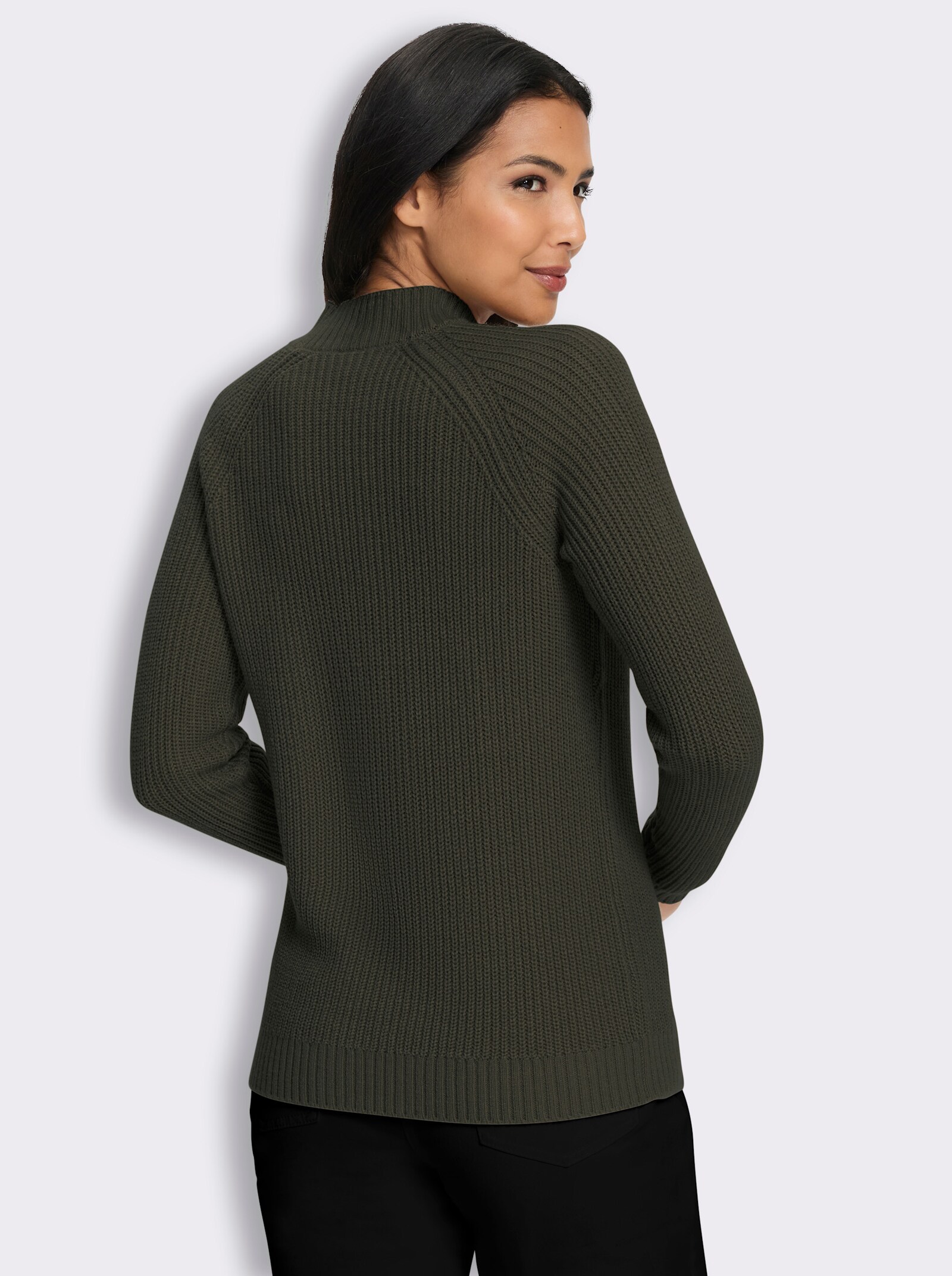 Stehkragenpullover mit Zierknöpfen - graphit