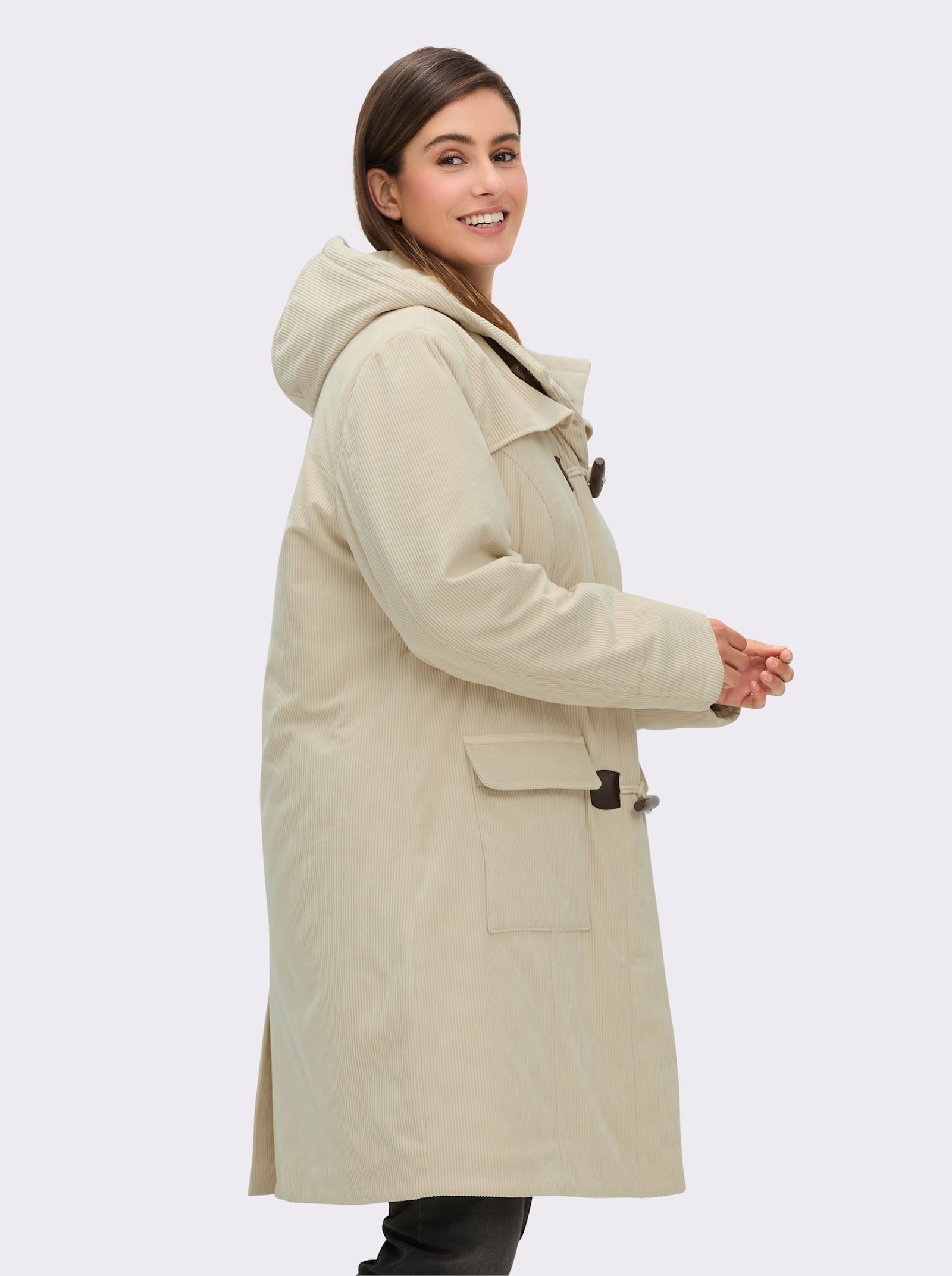sheego Dufflecoat aus weichem Cord - sand