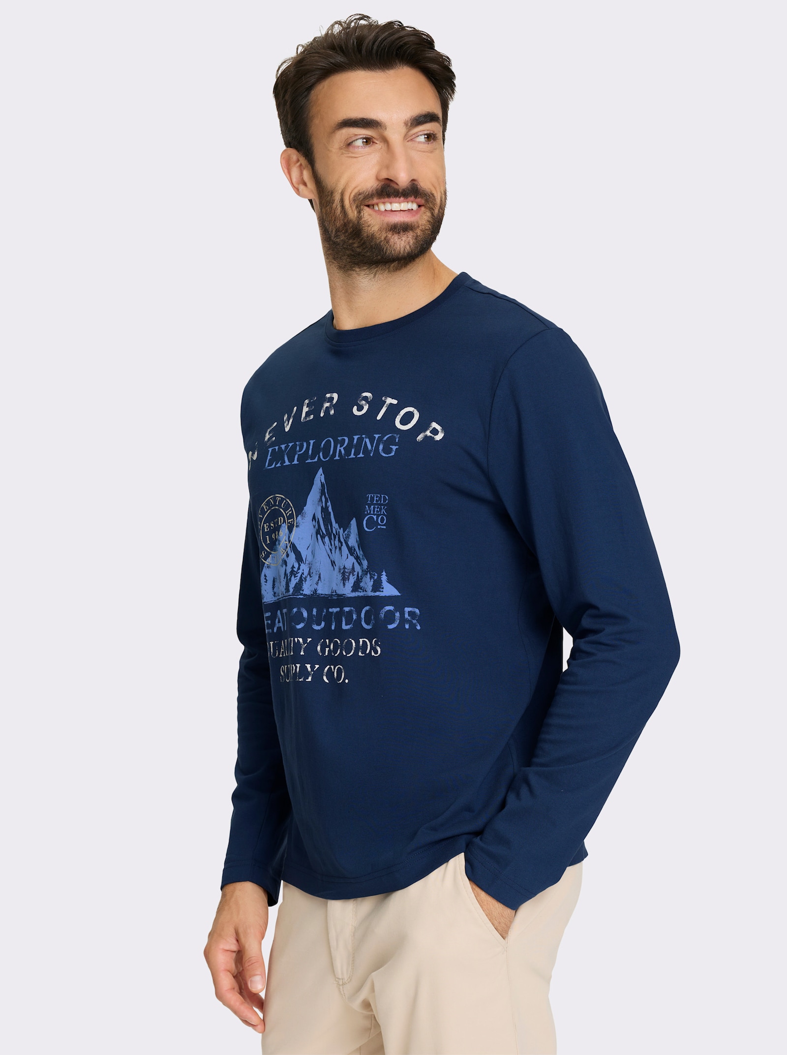 Catamaran Langarmshirt mit Front-Print - dunkelblau-bedruckt